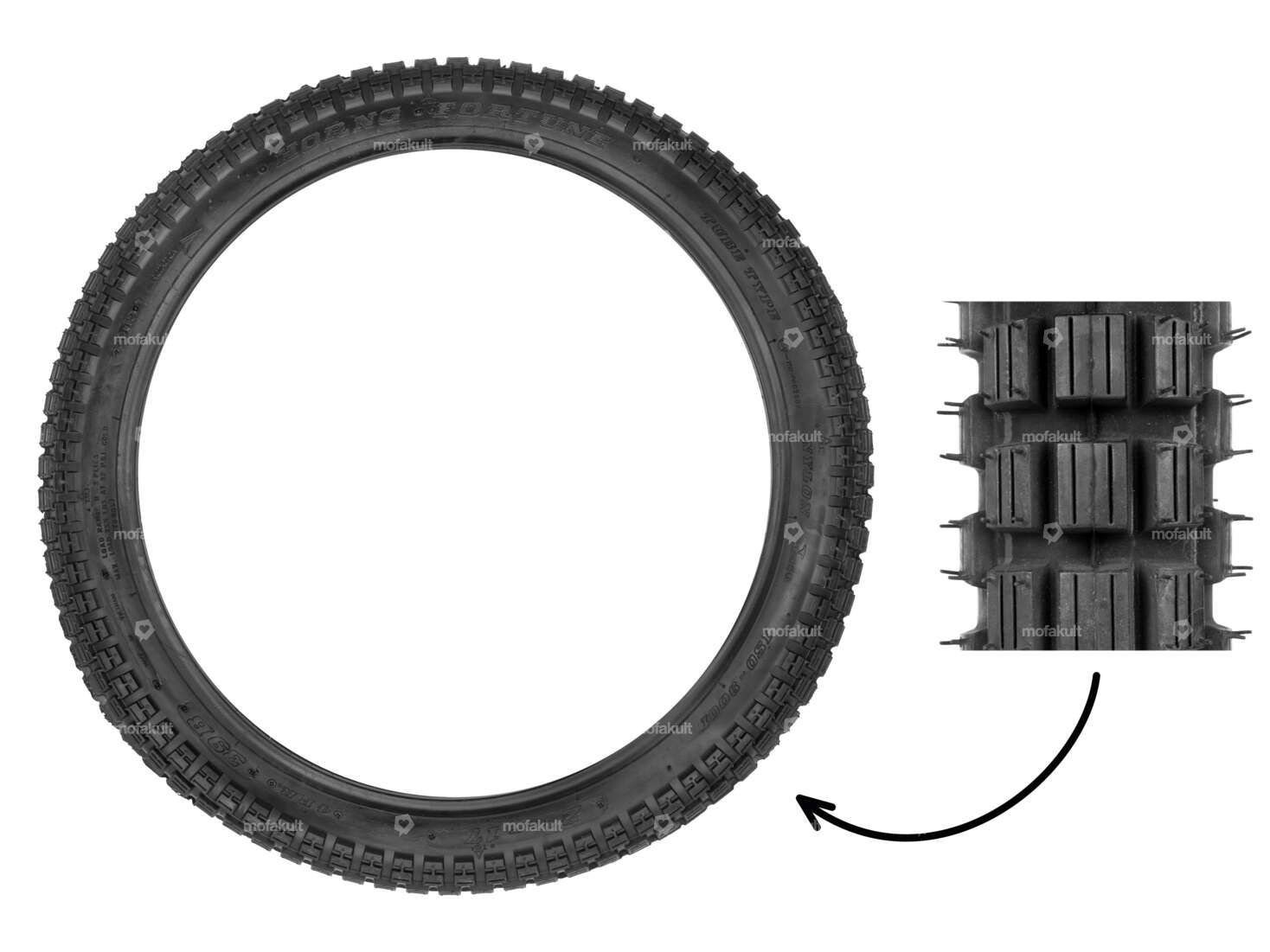 Pneu Fortune 2.25 x 17" F-879 4 crampons P.R. Carousel Image 1