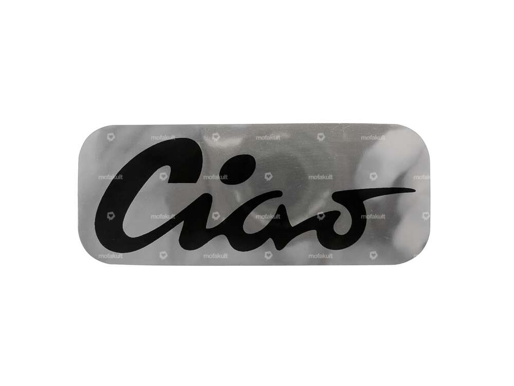 Autocollant réservoir "Ciao" noir / chrome 70 x 28 mm | Piaggio Ciao P, C9 Carousel Image 1