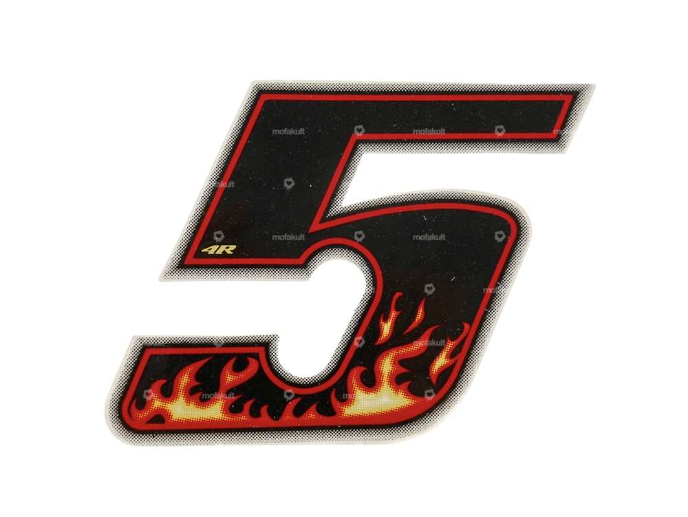 Autocollant Number 5 Flame (hauteur 65 mm) Carousel Image 1