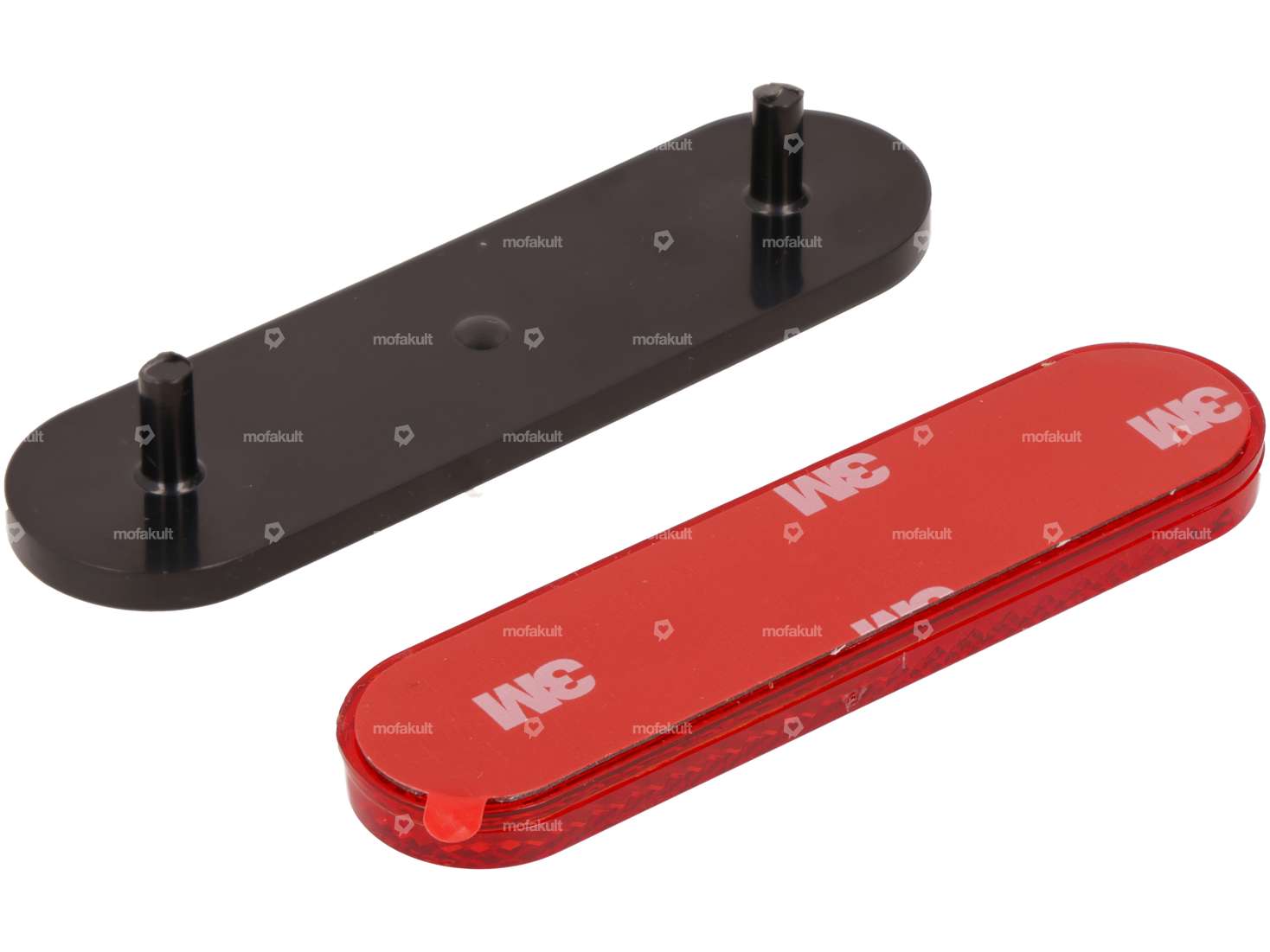 Réflecteur 100 x 2 mm avec fixation par clic ovale rouge Carousel Image 2