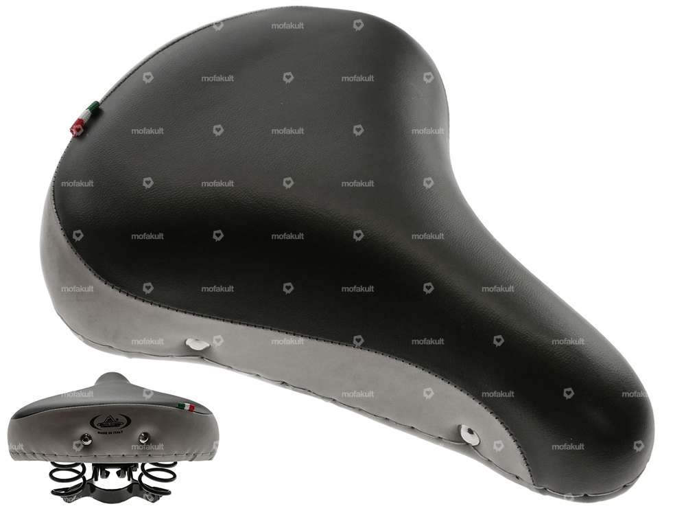 Selle Comfort à ressorts en tonneau noir / gris Carousel Image 1