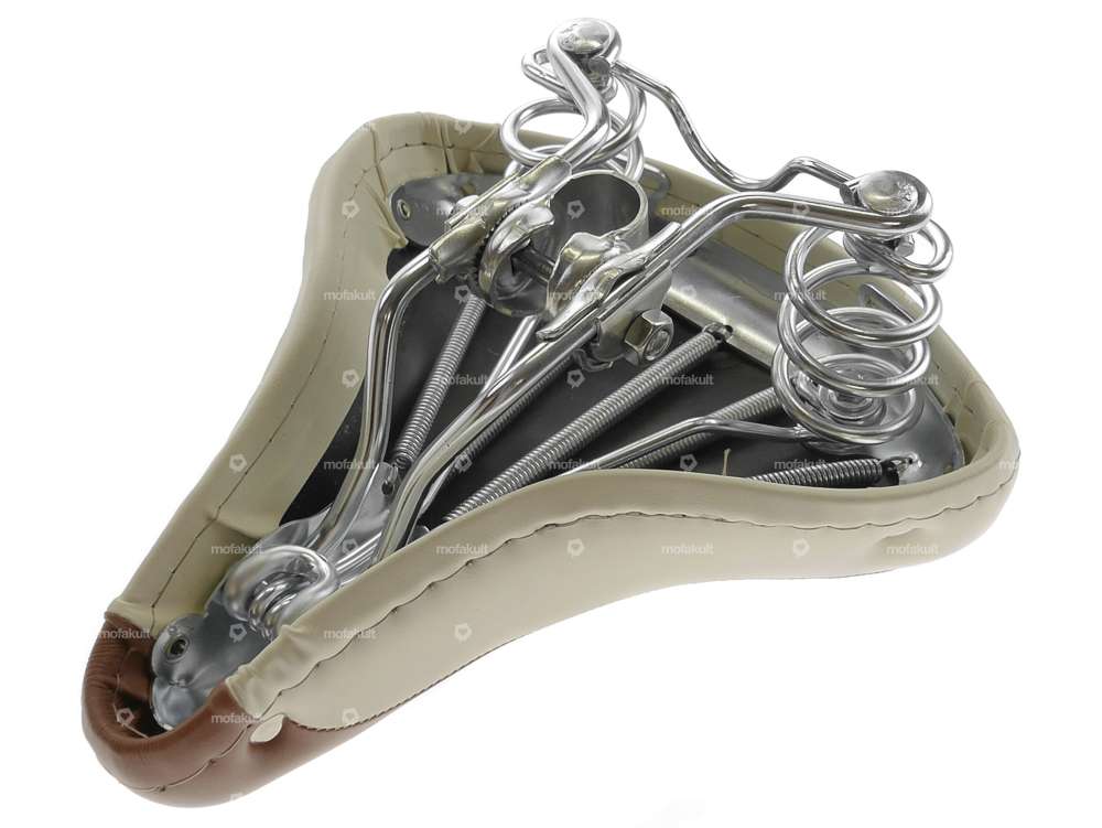 Selle Comfort à ressorts en tonneau marron / crème Carousel Image 4