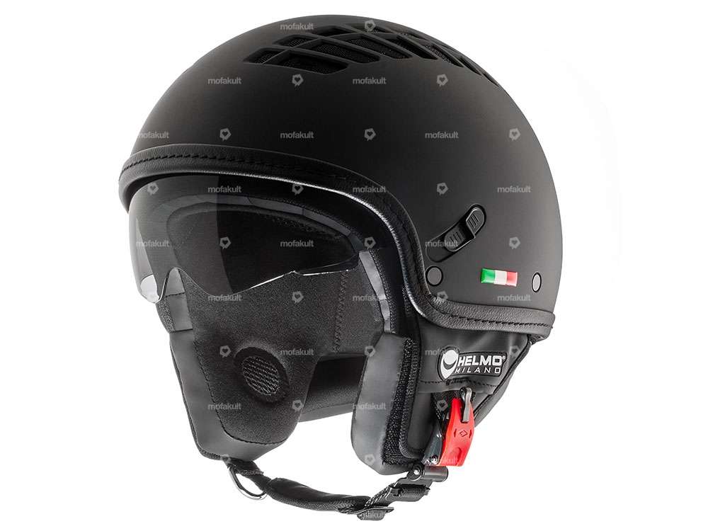 Helmo Milano casque jet Air avec visière noir mat (XS) Carousel Image 1