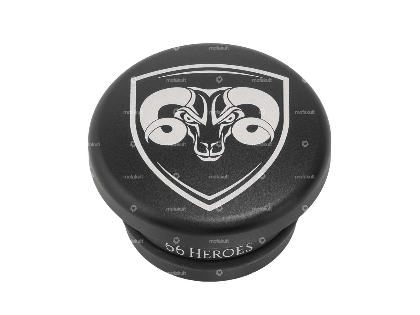 66HEROES bouchon de réservoir alu "66HEROES" rond noir | Piaggio SI Carousel Image 1