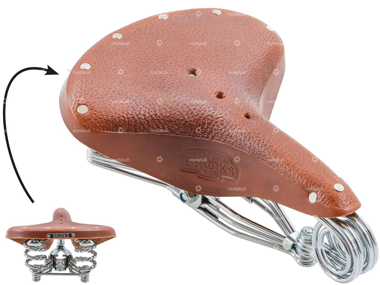 Selle BROOKS "Vintage" cuir à ressorts marron Carousel Image 1