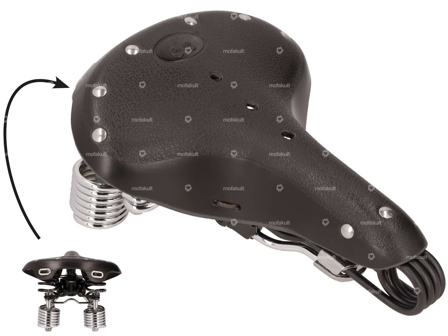 66HEROES Saddle "Luxury" black leather sprung Carousel Image 1