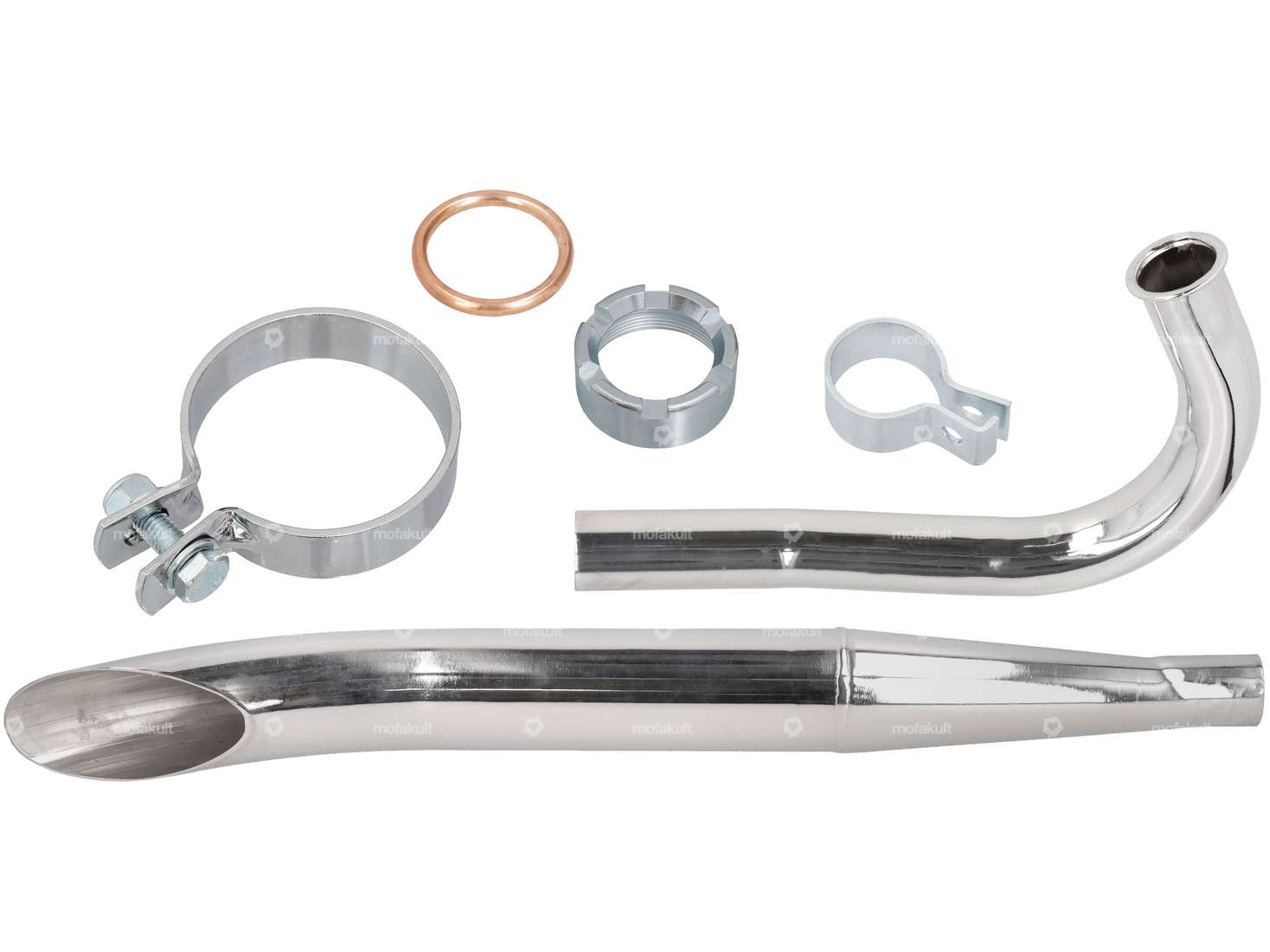 Sidepipe exhaust set (Ø 32 / 60 mm) black / chrome | Sachs 50/2 Carousel Image 1
