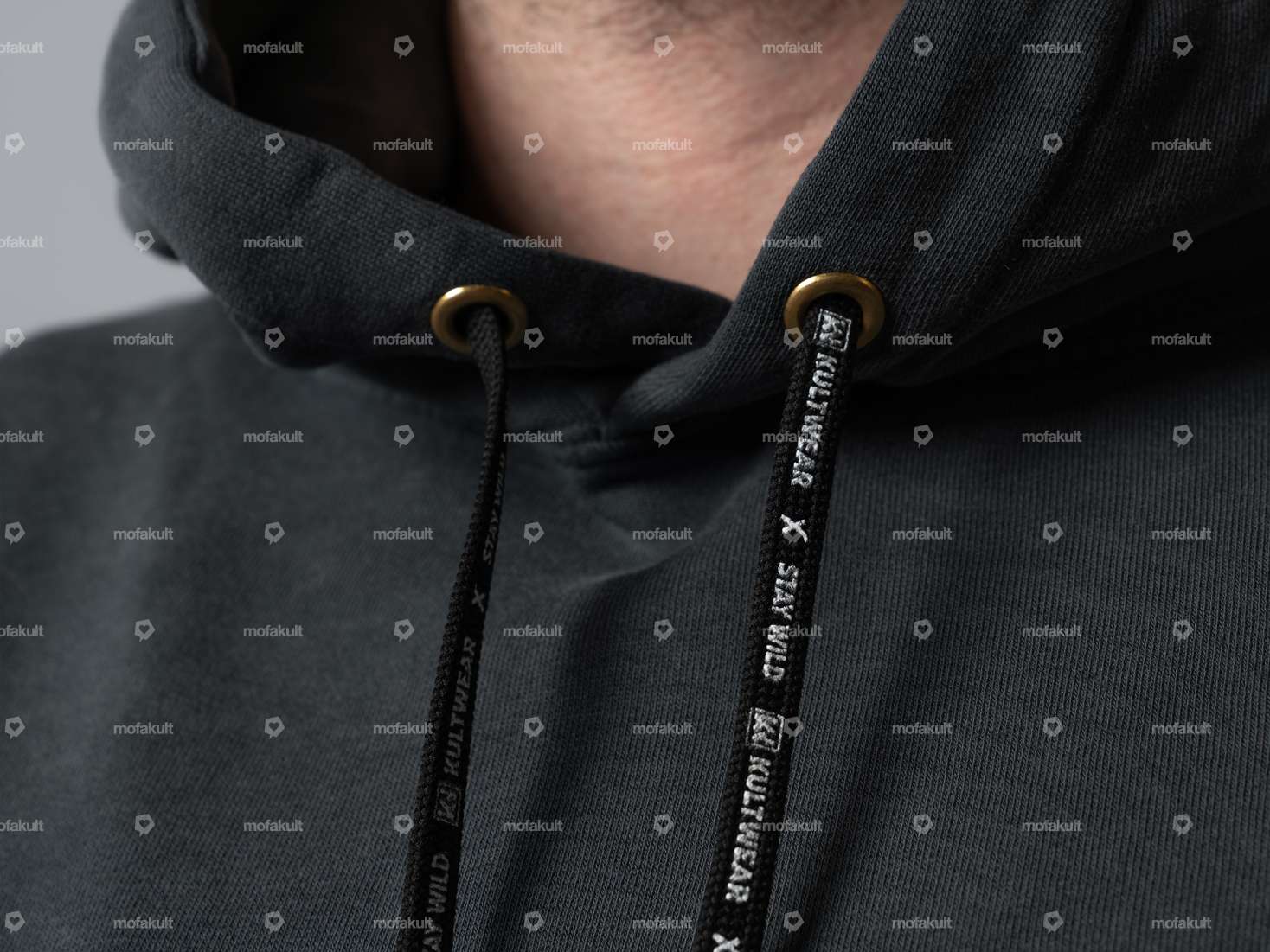 KULTWEAR Hoodie "Velcro" Stonewash gris Carousel Image 5