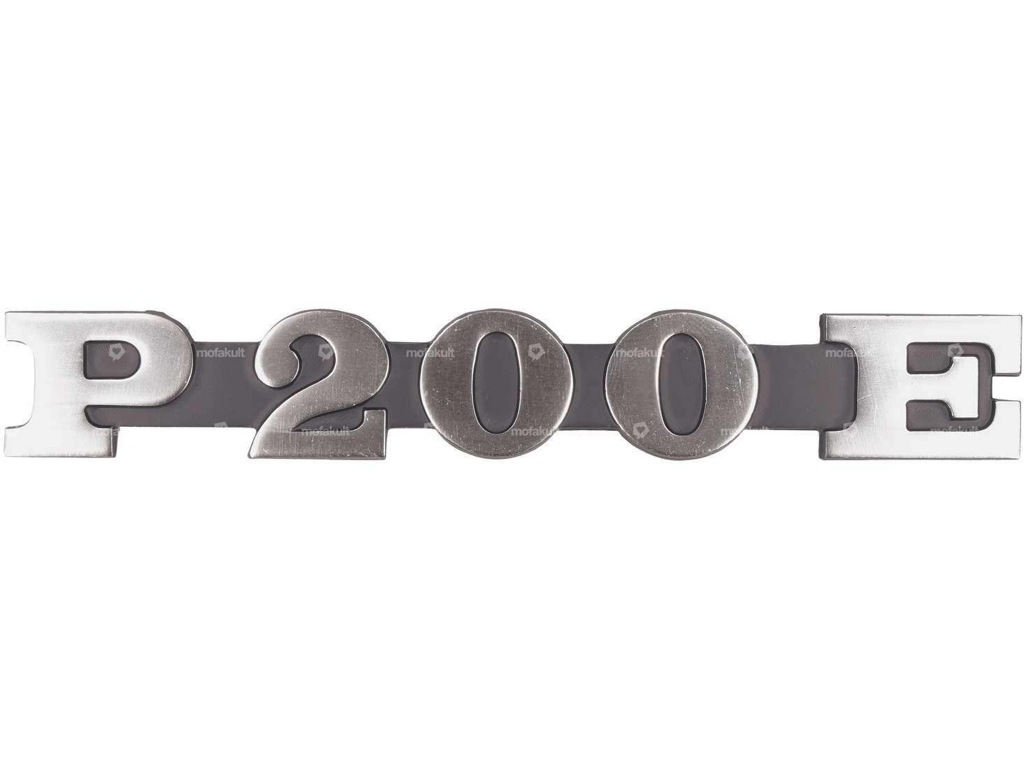 CIF emblem side cover left "P 200 E" aluminum | Vespa P200E Carousel Image 1