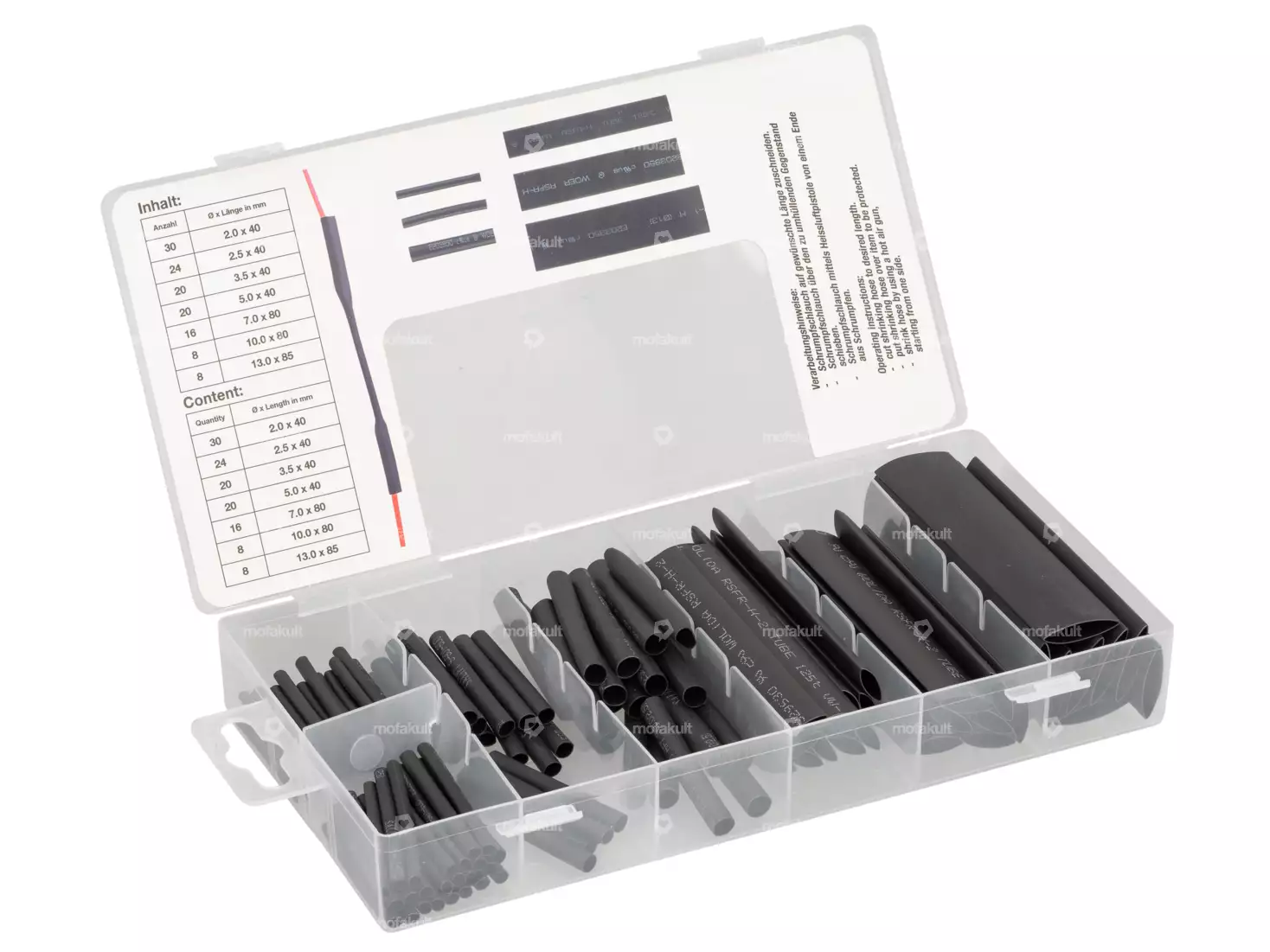 8 Gaines Thermorétractables 1.2 M - Diamètres 4 à 32 Mm - Rapport Rétraction 4:1 - étanches, Noir - 8
