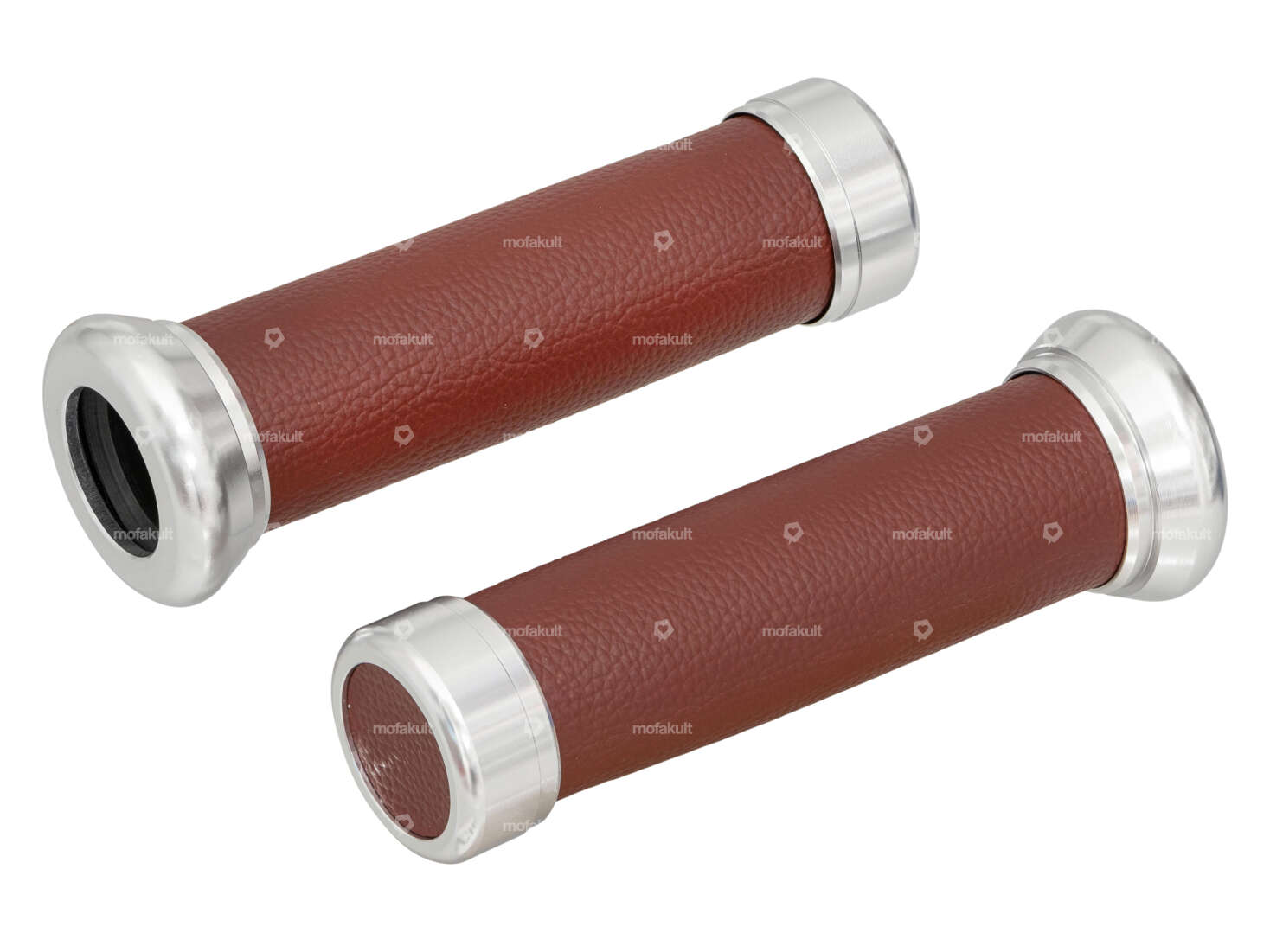 GPO handles leather automatic aluminum red brown Carousel Image 1