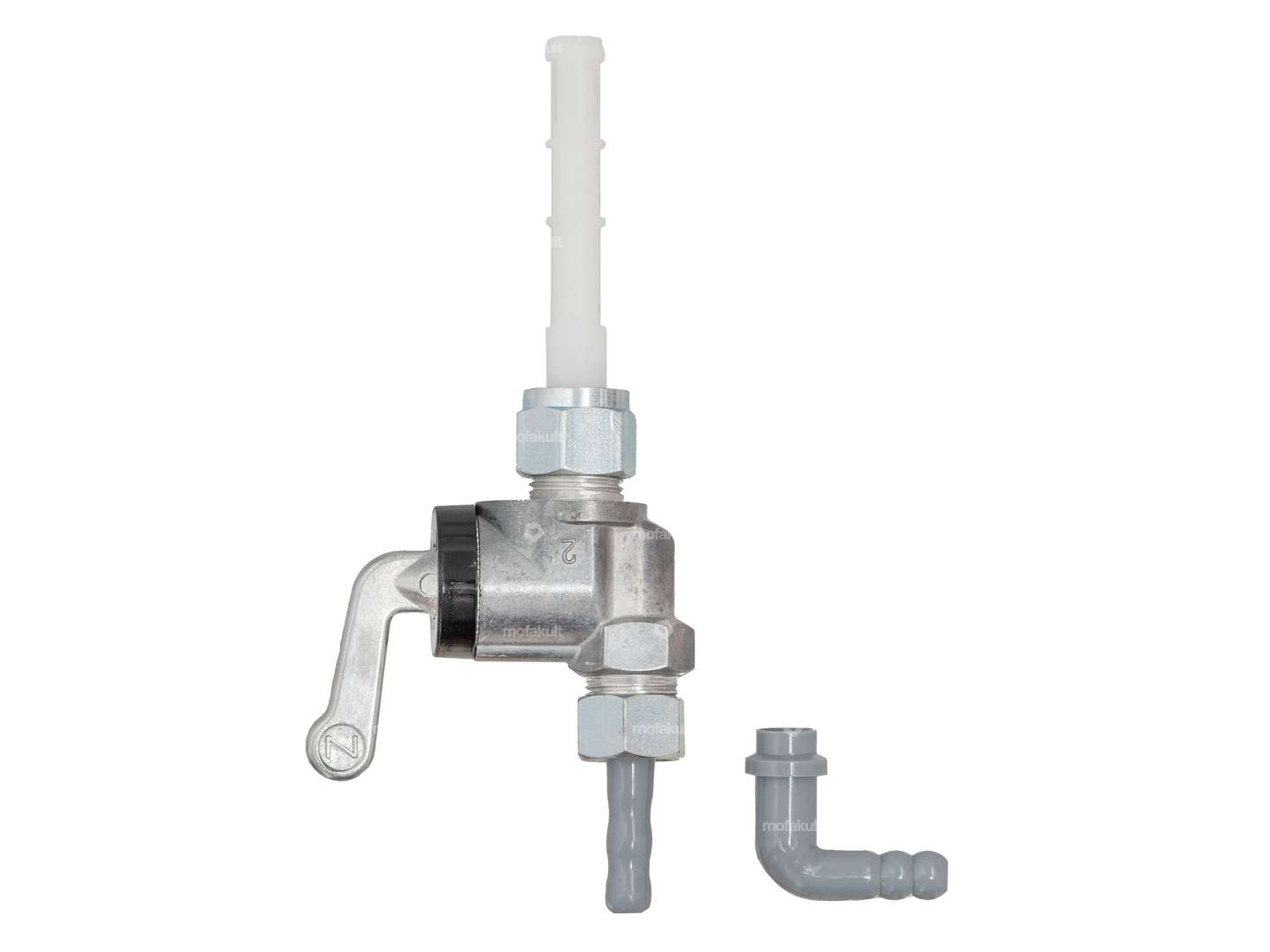 Robinet d'essence Karcoma M12x1 vertical (avec écrou) 2 raccords Carousel Image 1
