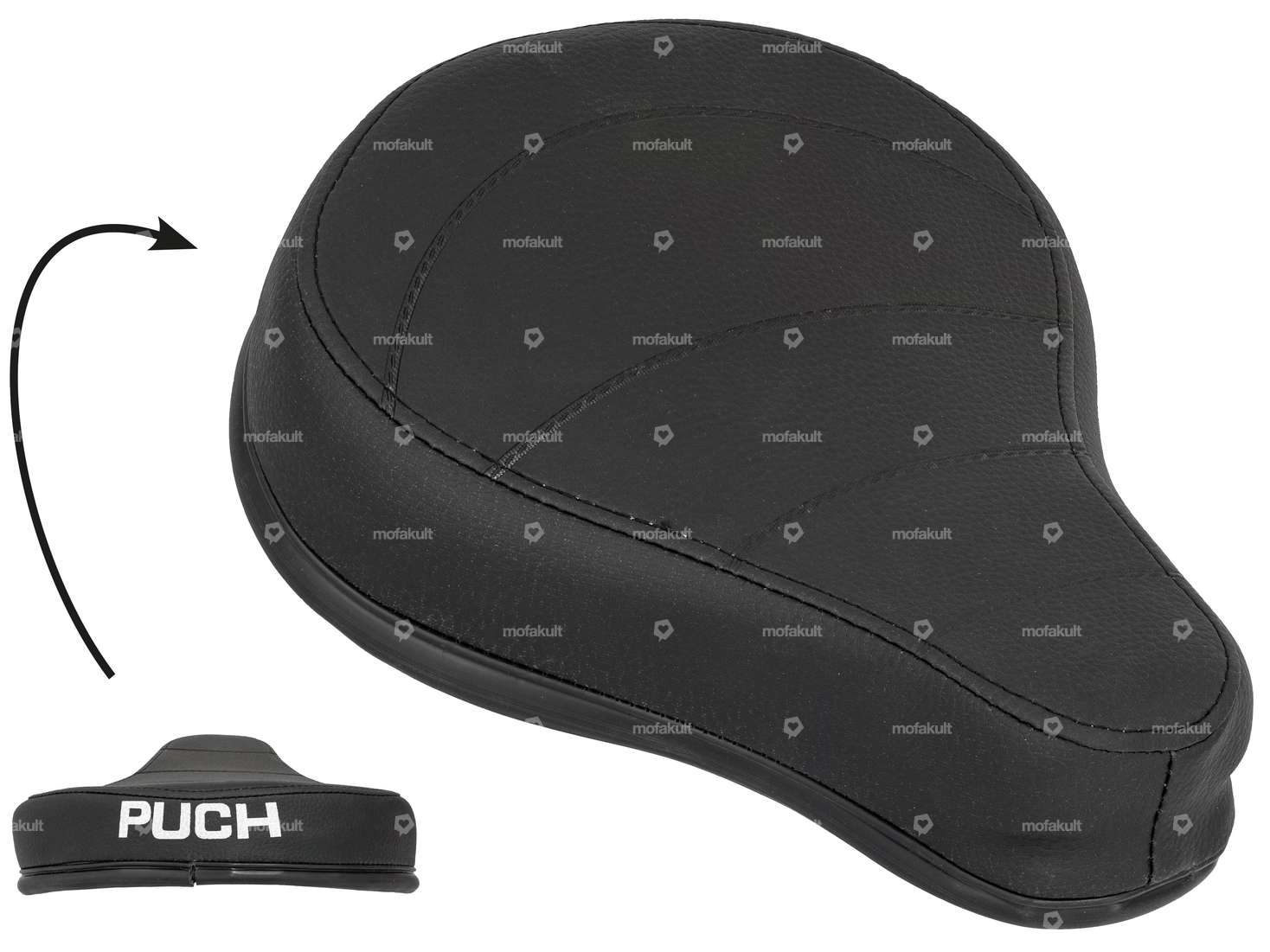 Selle "PUCH" inscription extra plate noire Carousel Image 1