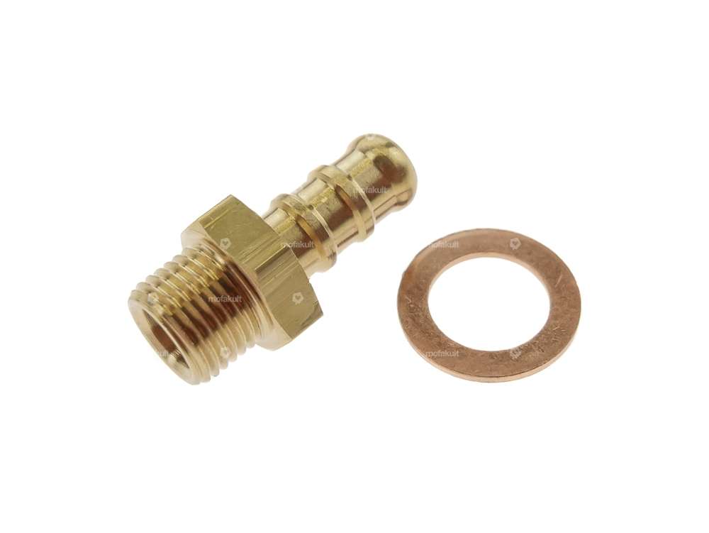 BING fuel connector brass straight Bing SRE, 85, SRC, SRF, SLH, SRA NOS Carousel Image 1