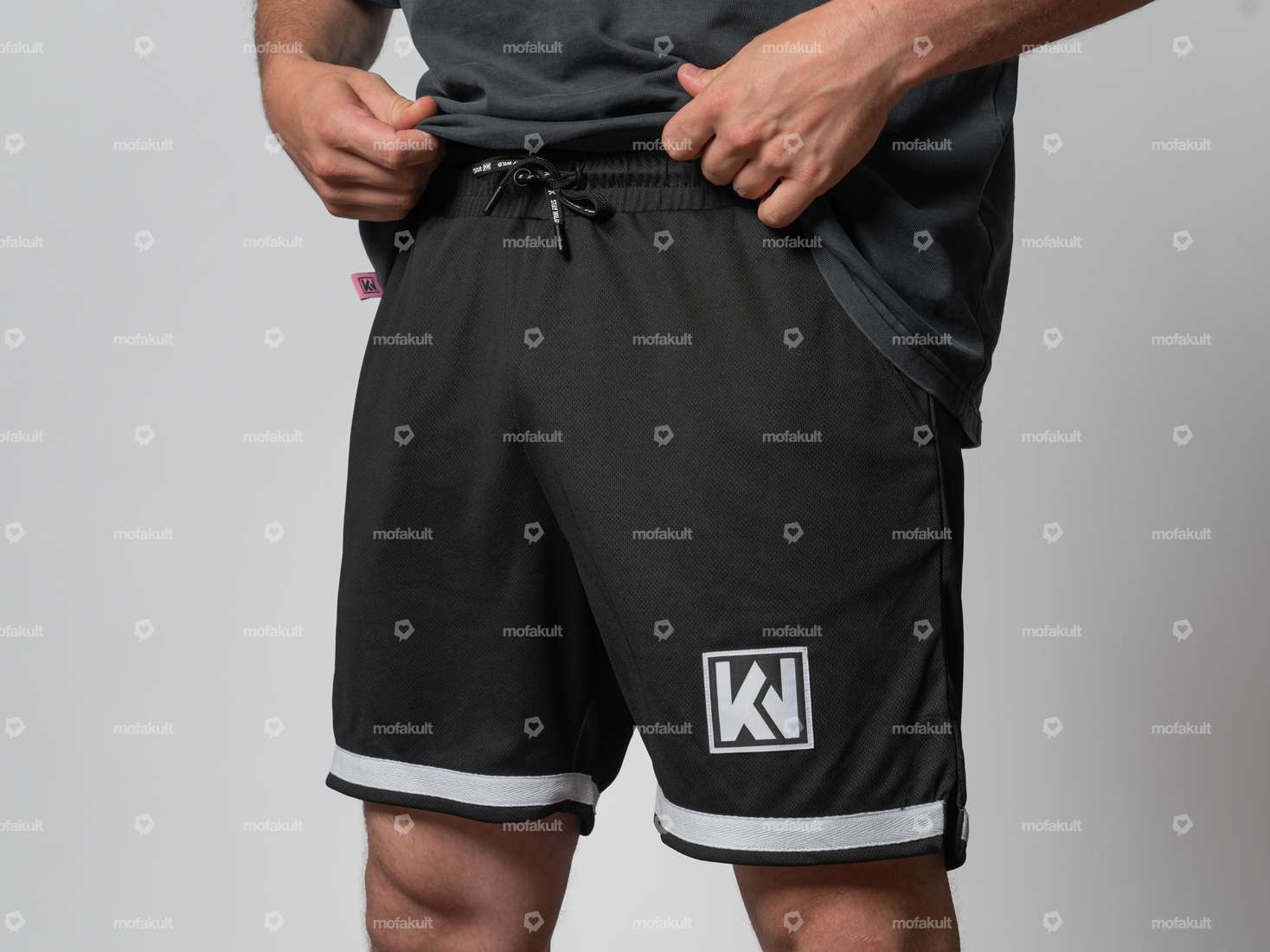 KULTWEAR Short "Crew" Mesh noir / blanc Carousel Image 1