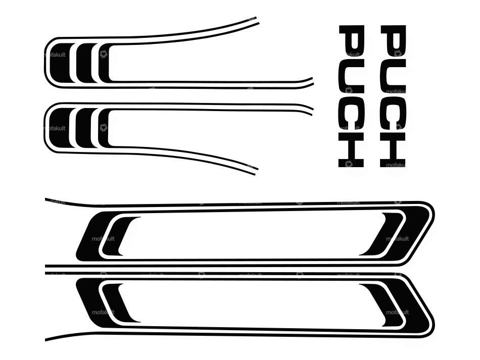 Kit d'autocollants réservoir & cadre noir (qualité 1A) Folienplot | Puch Maxi S Carousel Image 1