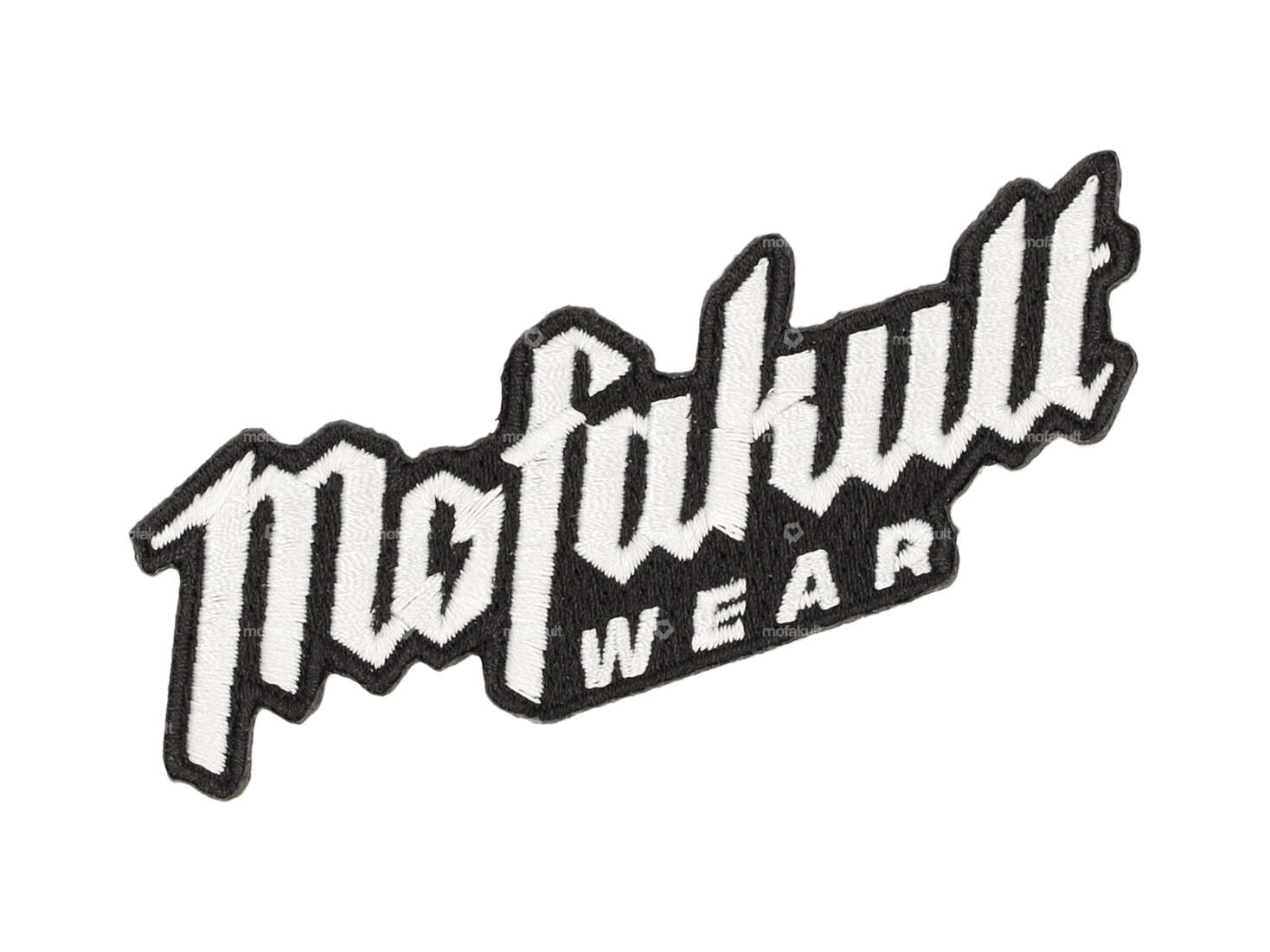 mk-Merch patch "Mofakultwear" white / black 95 x 30 mm Carousel Image 1