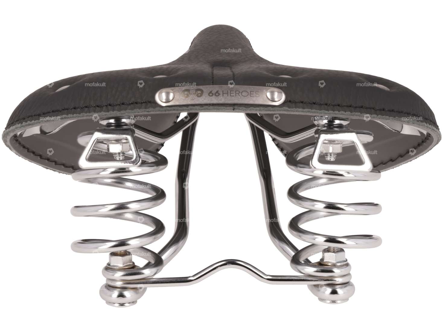 66HEROES Selle en cuir à ressorts en tonneau noir Carousel Image 3