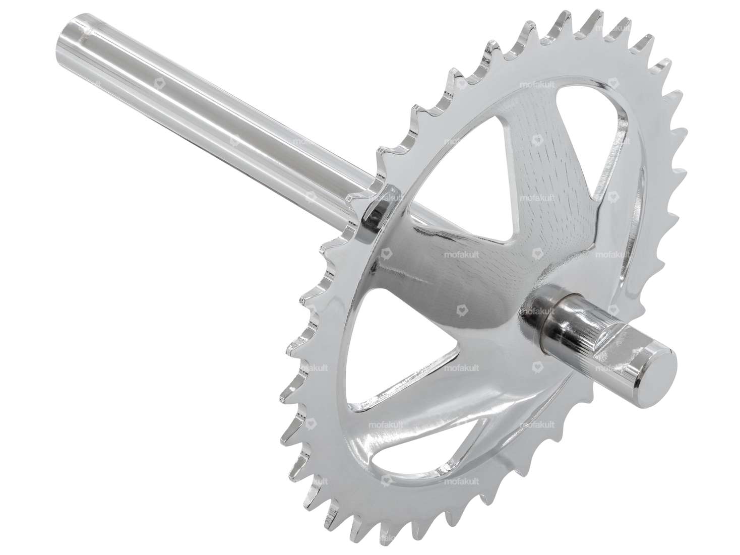 GPO Axe de pédalier avec couronne 34 dents chrome | Puch X30 Velux Carousel Image 1