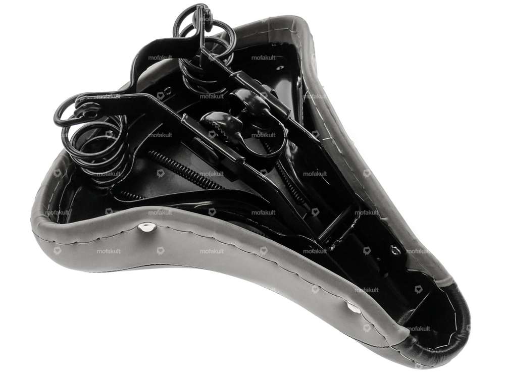 Selle Comfort à ressorts en tonneau noir / gris Carousel Image 3