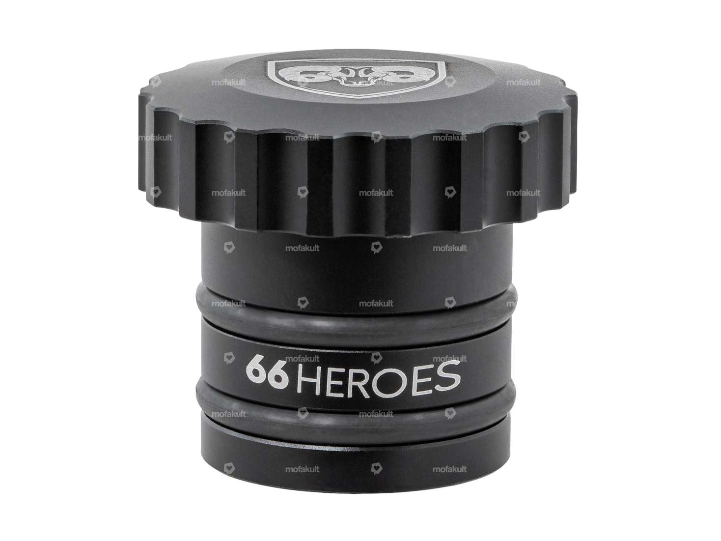 66HEROES bouchon de réservoir "66HEROES" ondulé noir | Piaggio Ciao, Bravo Carousel Image 2