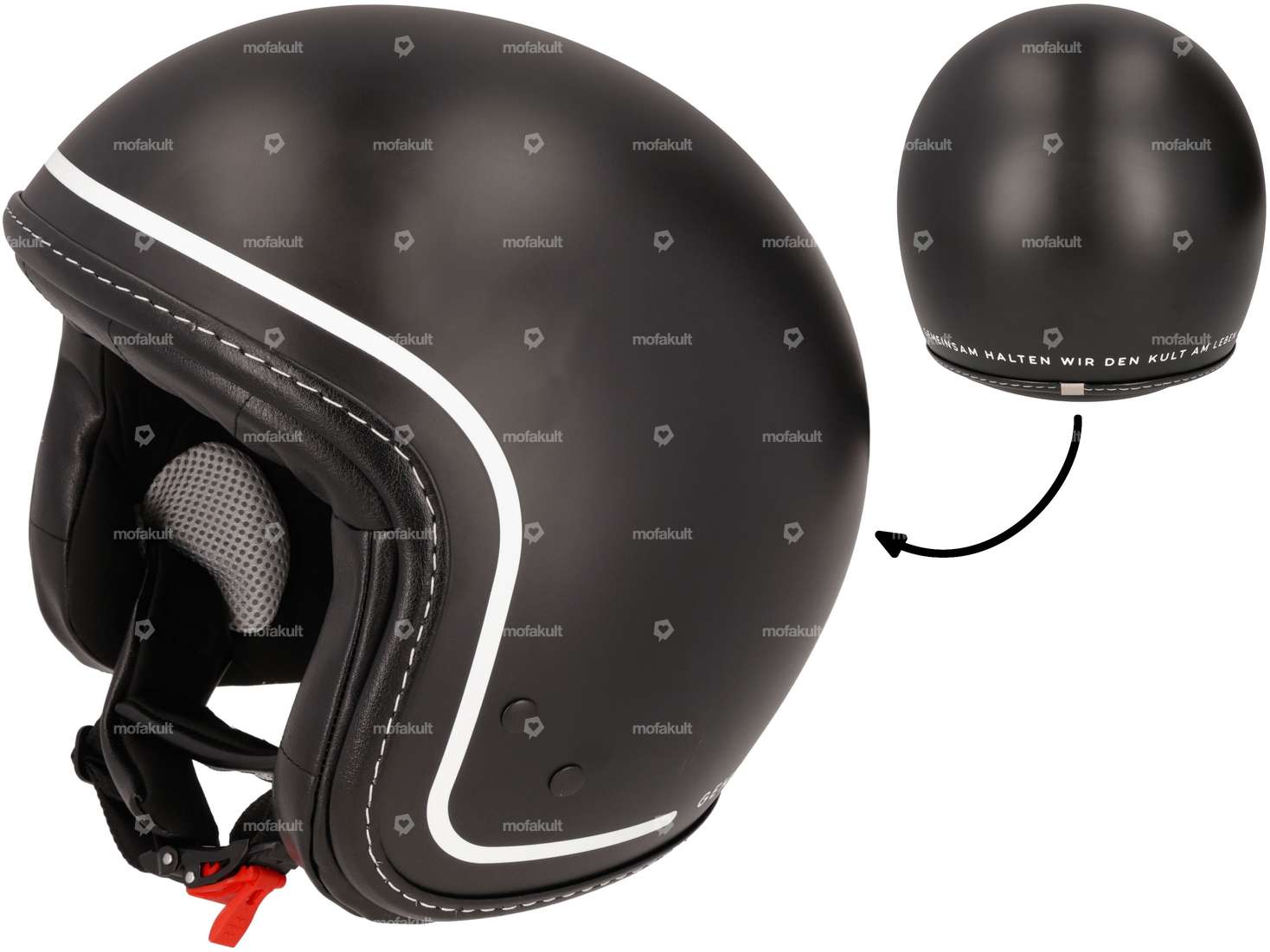 Mofakultwear jet helmet "Kult Line" black Carousel Image 1