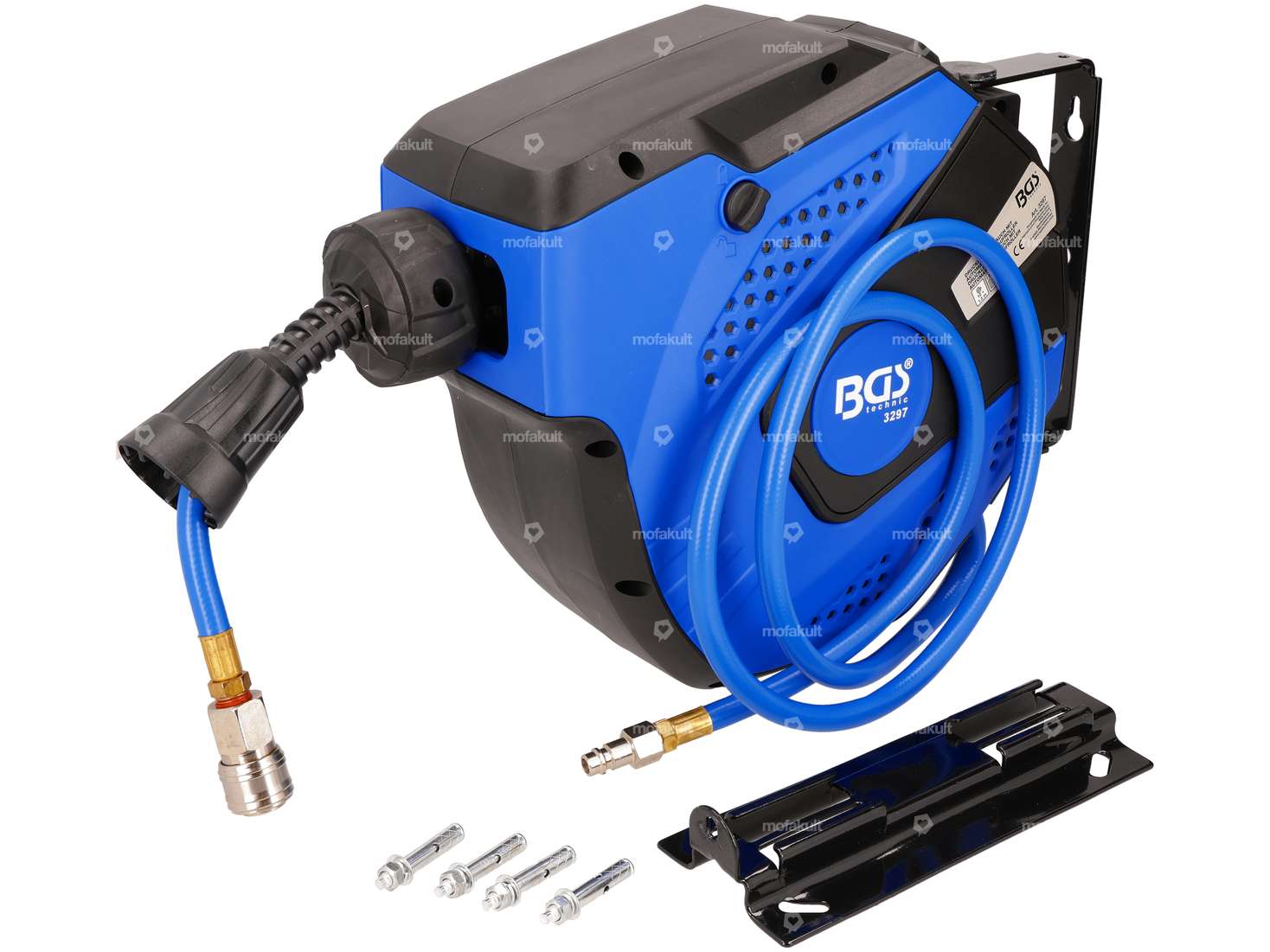 BGS Enrouleur de tuyau d'air comprimé montage mural 10m / raccord 1/4 Carousel Image 1