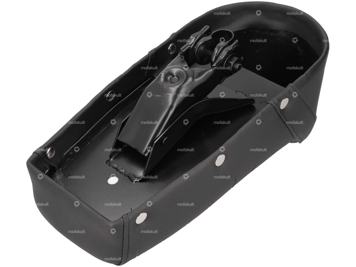 PUCH" bench with rivets, spring-mounted, black Carousel Image 2