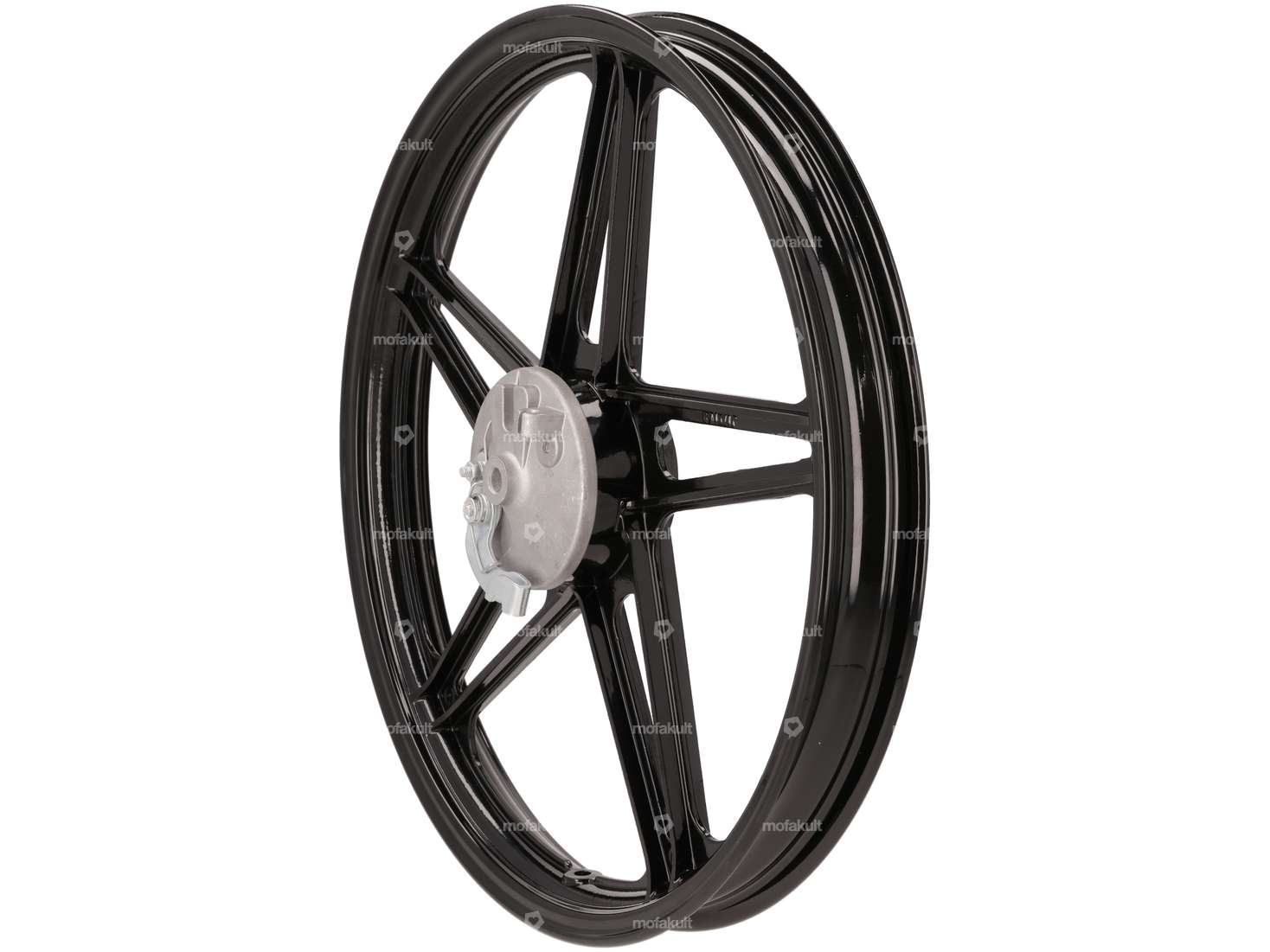 17" front wheel cast iron black with brake anchor plate Carousel Image 1