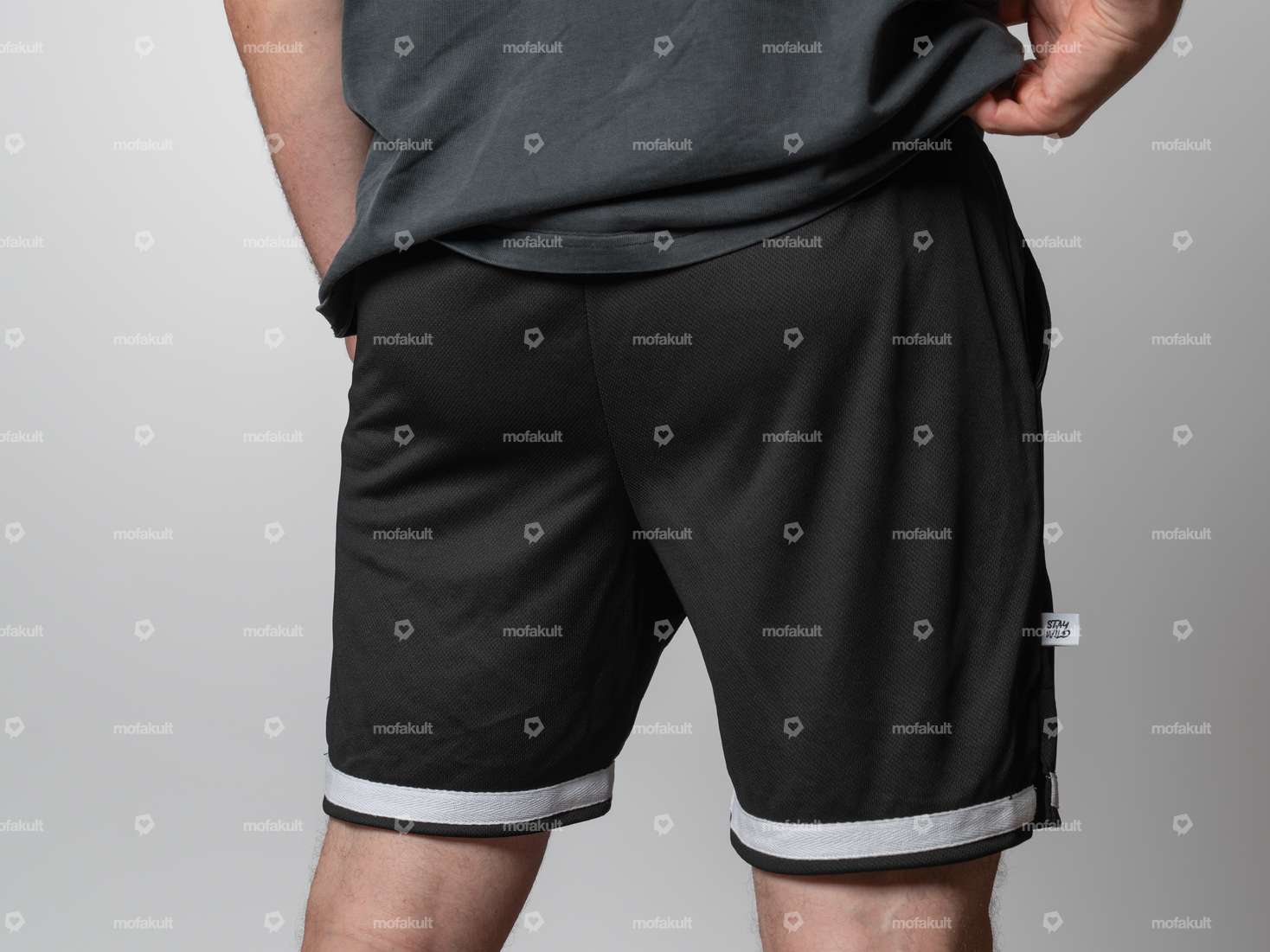 KULTWEAR Short "Crew" Mesh noir / blanc Carousel Image 2