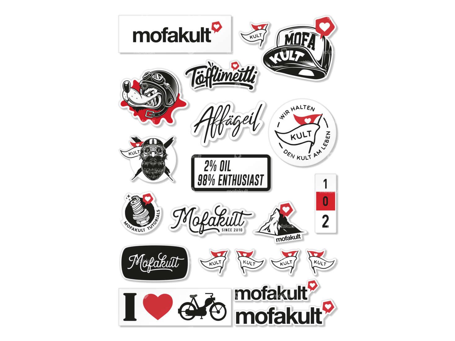 mk-Merch Feuille d'autocollants mofakult A4 297x210 Carousel Image 1