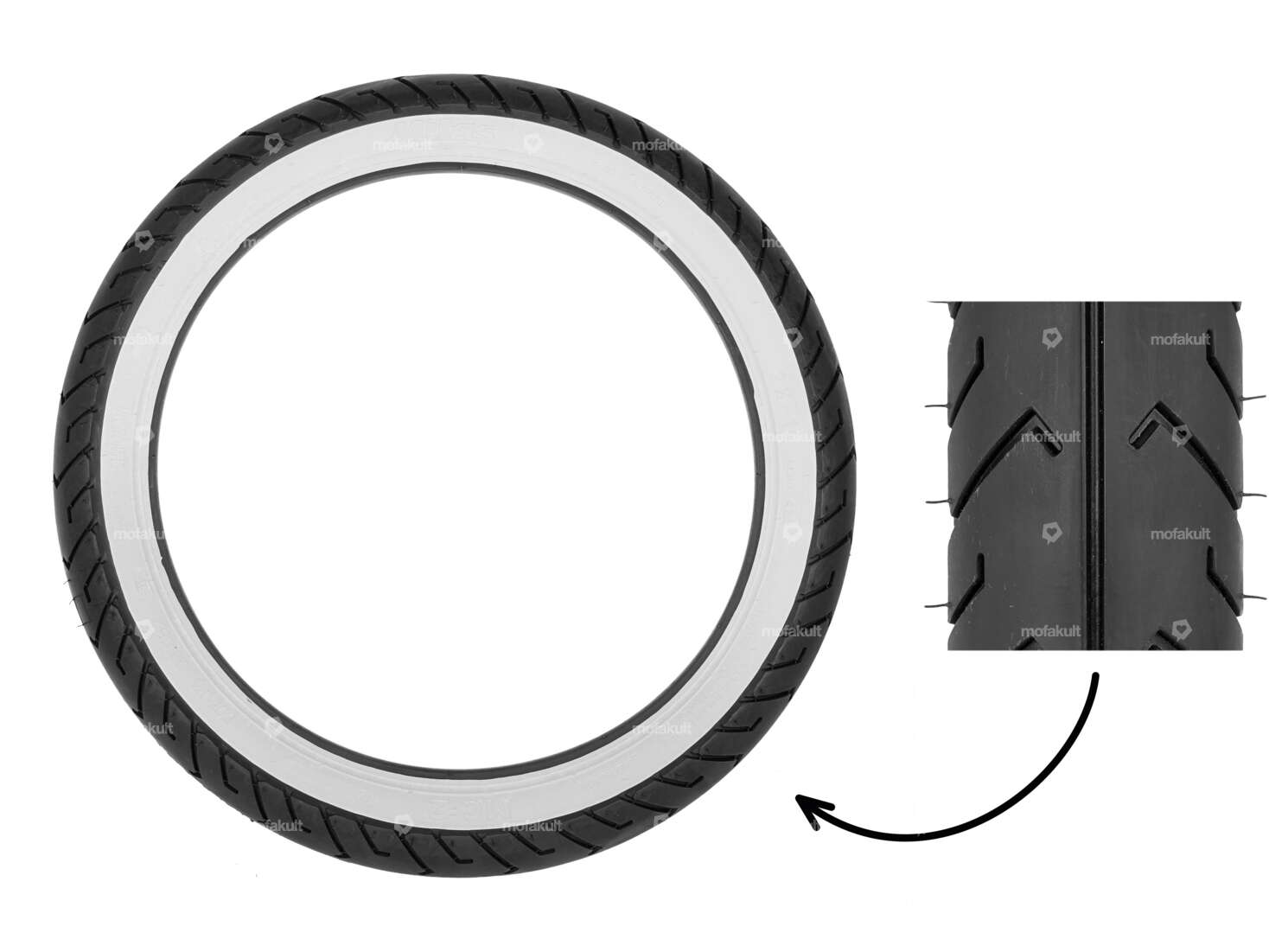 Pneu Mitas 2.50 x 16" MC2 Semi-Slick flanc blanc Carousel Image 1