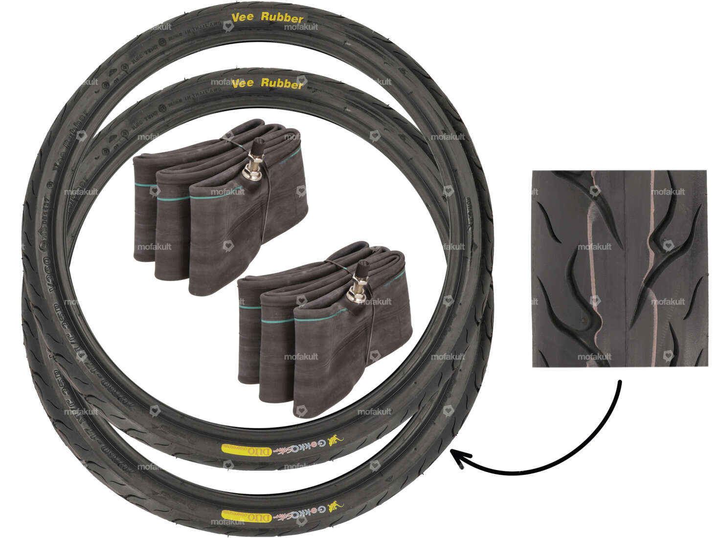 Kit de pneus VeeRubber 2.75 x 17" VRM360 (V360) Semi-Slick Carousel Image 1