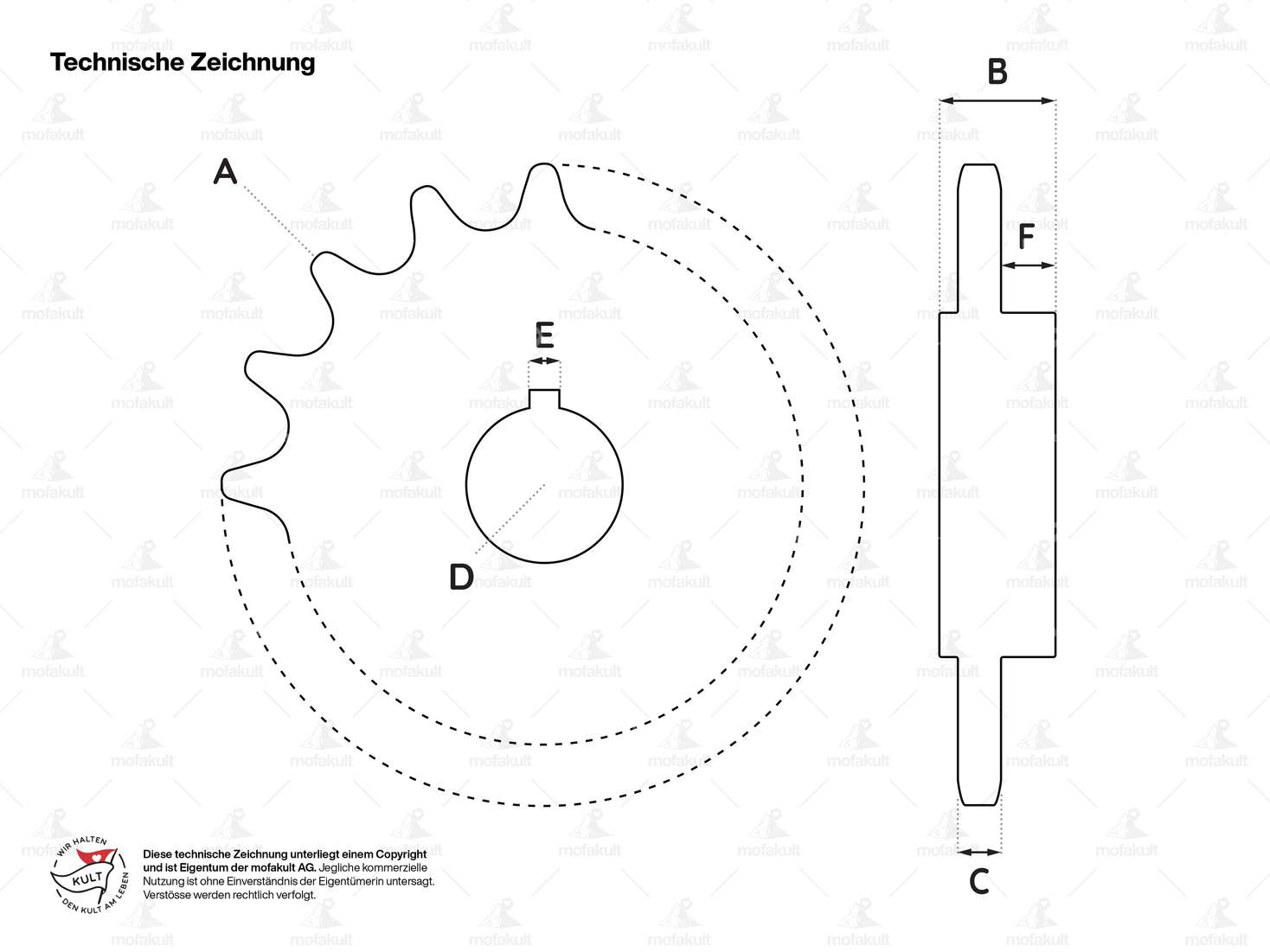 Pignon GPO 13 dents avec cône chromé | Sachs 50/2 Carousel Image 3