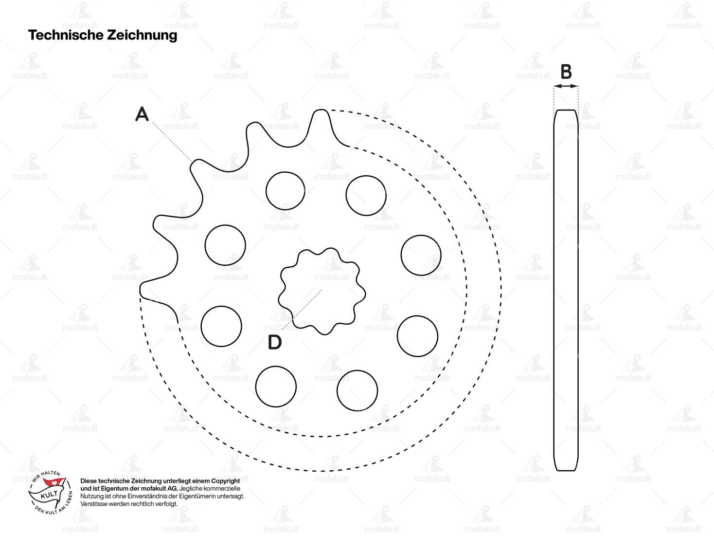 GPO pinion 16 teeth rubber pad white | Puch Carousel Image 4