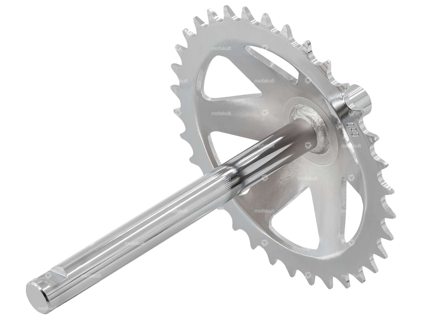 GPO Axe de pédalier avec couronne 34 dents chrome | Puch X30 Velux Carousel Image 2