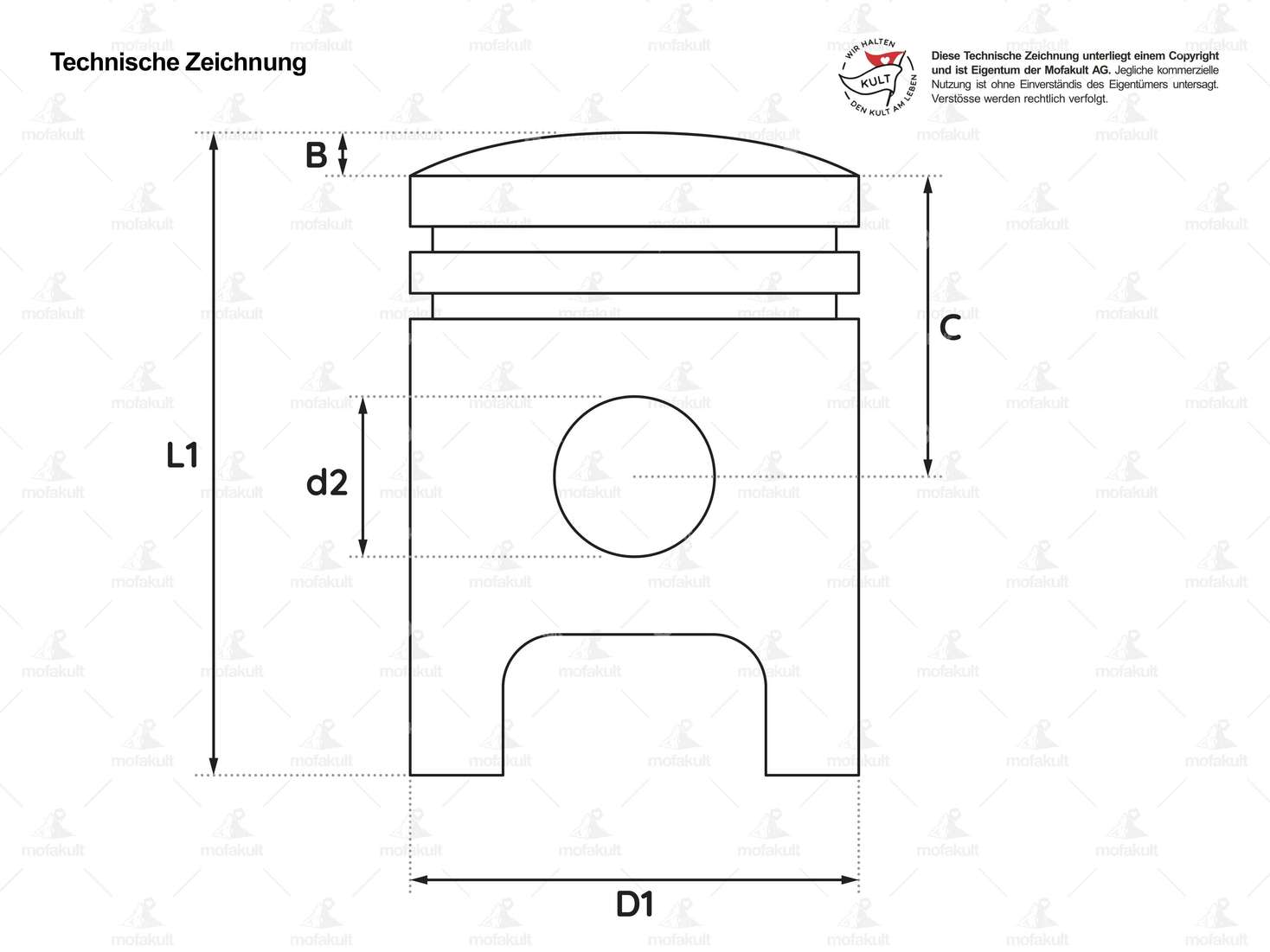 Meteor piston 39 mm #D | Zündapp ZA, ZL, ZS, ZX, ZE Carousel Image 2