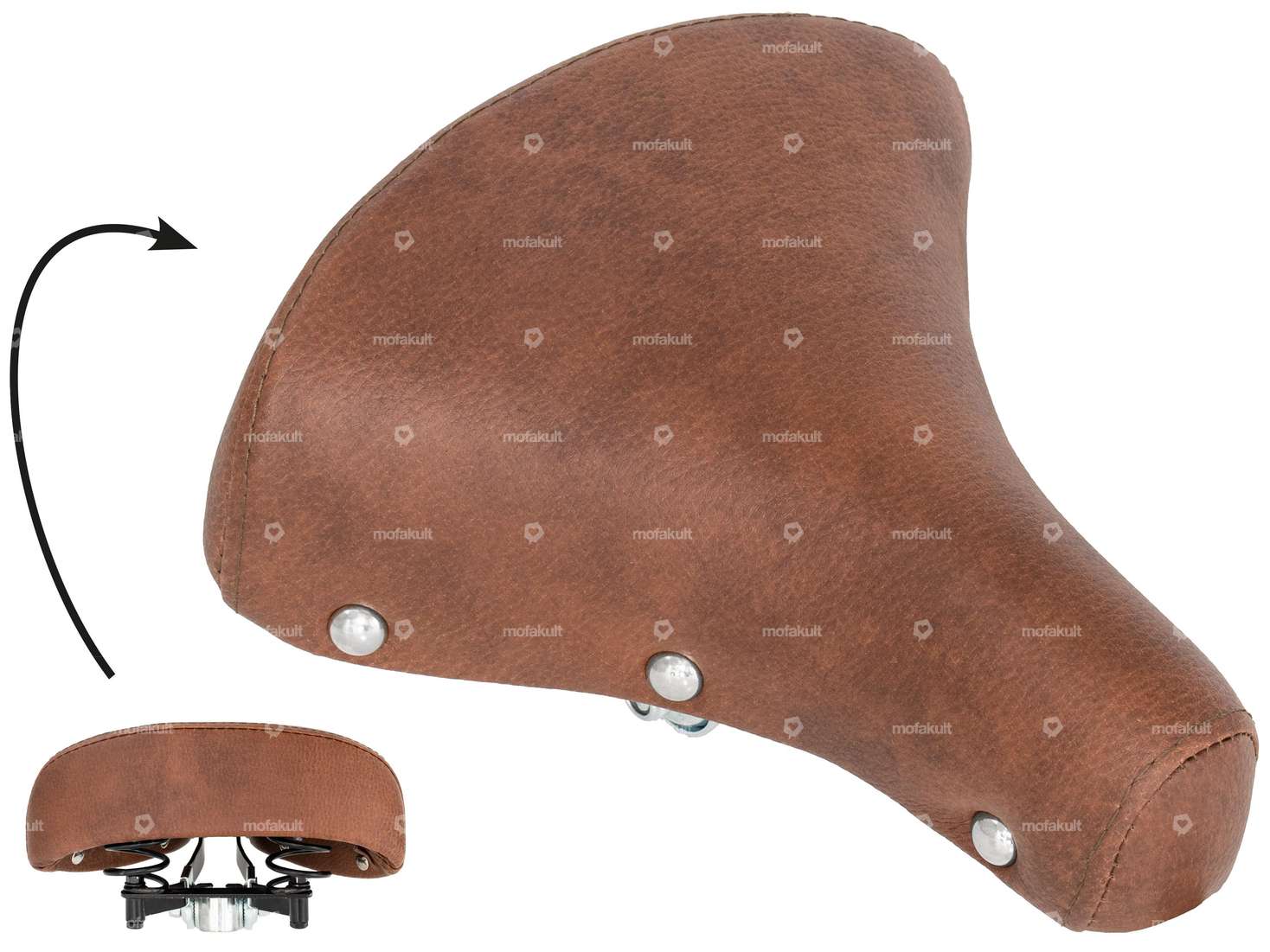 Selle Buffalo à ressorts en tonneau marron Carousel Image 1