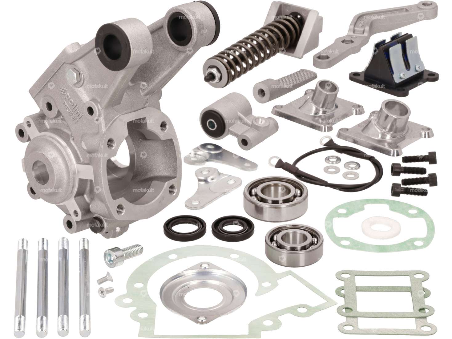 Polini carter moteur 4 clapets membrane & démarreur | Peugeot 103, 104, 105, GL 10 Carousel Image 1