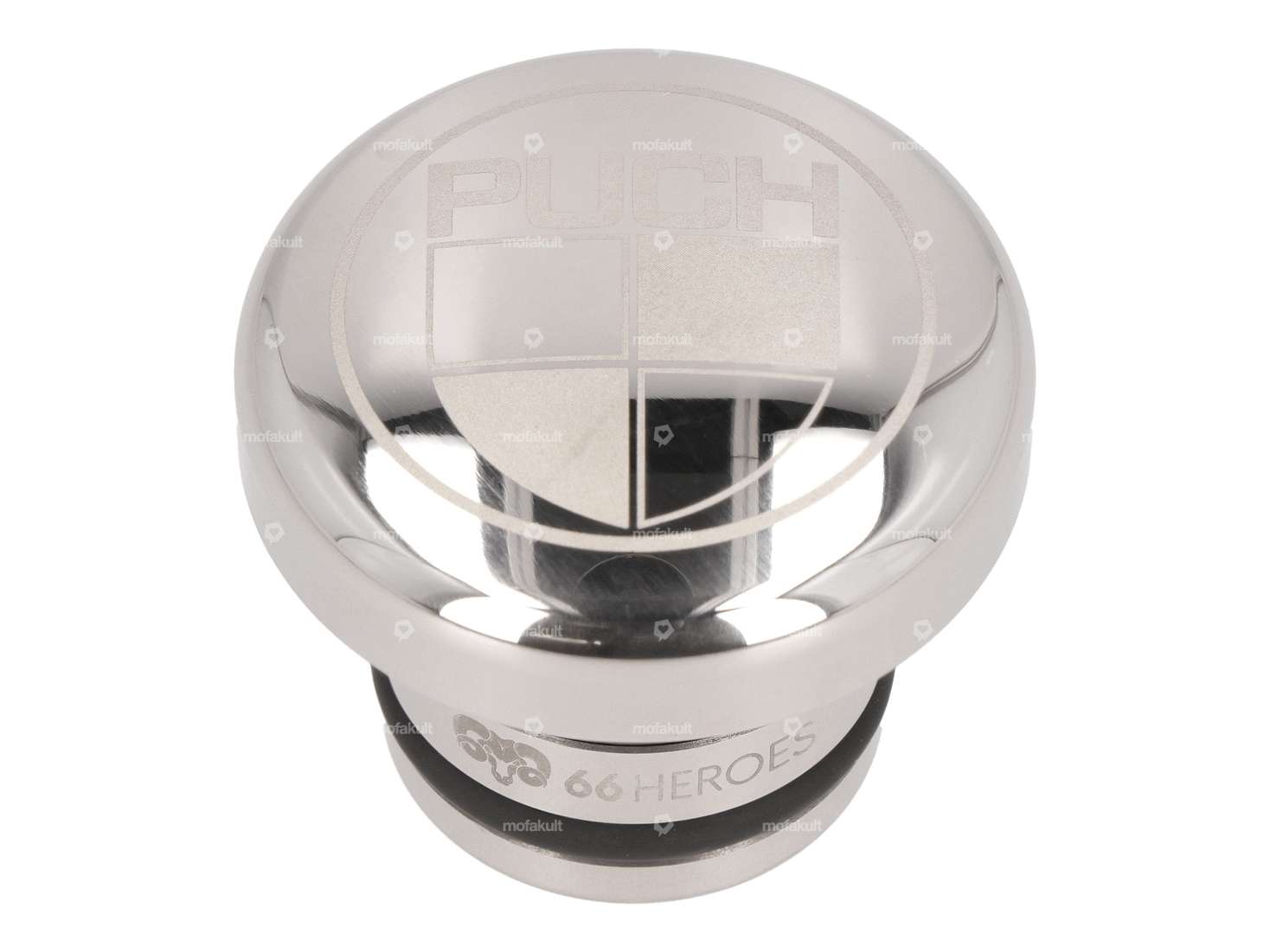 66HEROES Bouchon de réservoir rond "Puch" Inox | Puch Carousel Image 1