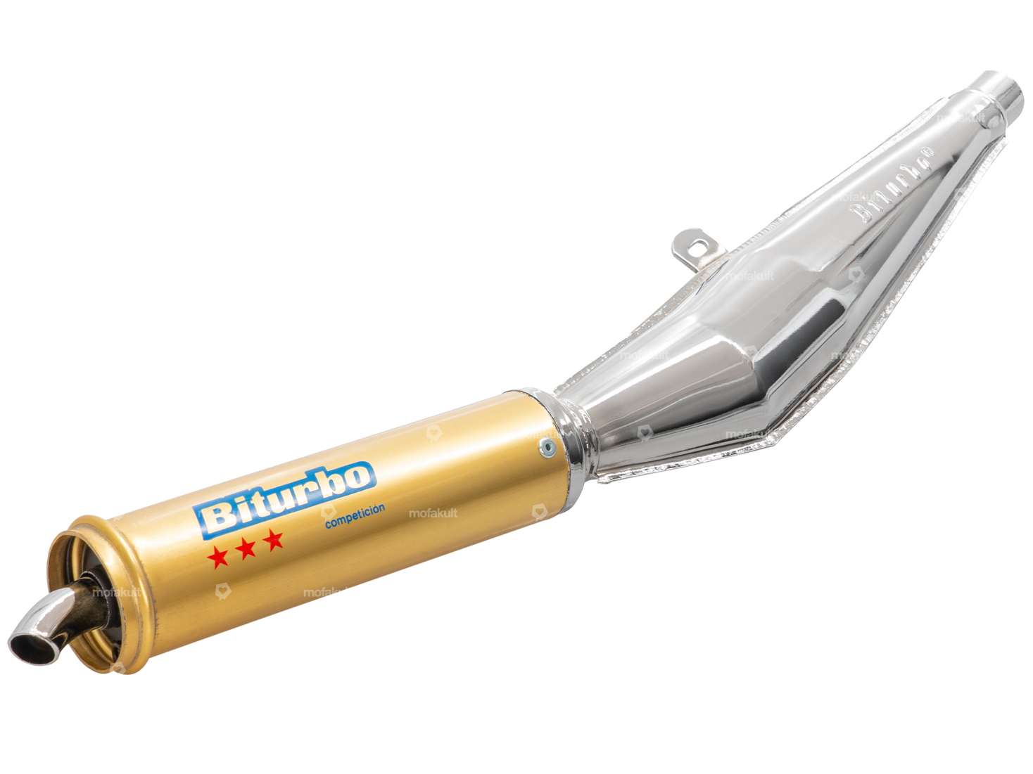 Silencieux Biturbo 28 mm chrome / or Carousel Image 4