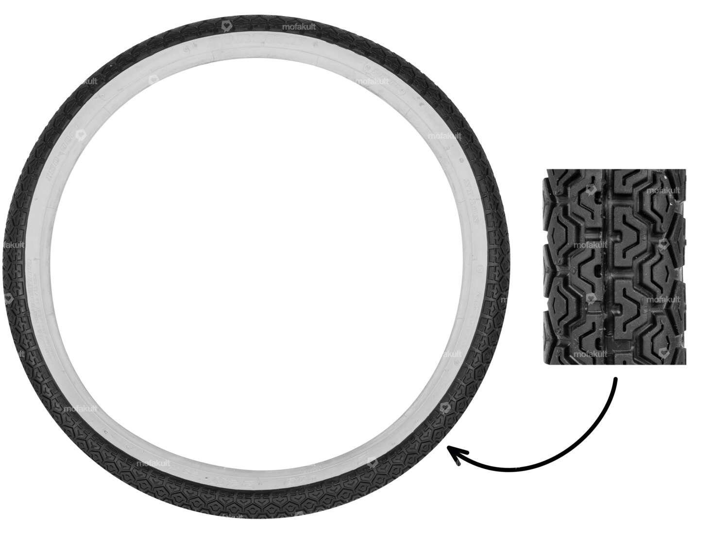 Pneu Fortune 2.00 x 19" F-899 2 P.R. Allround paroi blanche Carousel Image 1