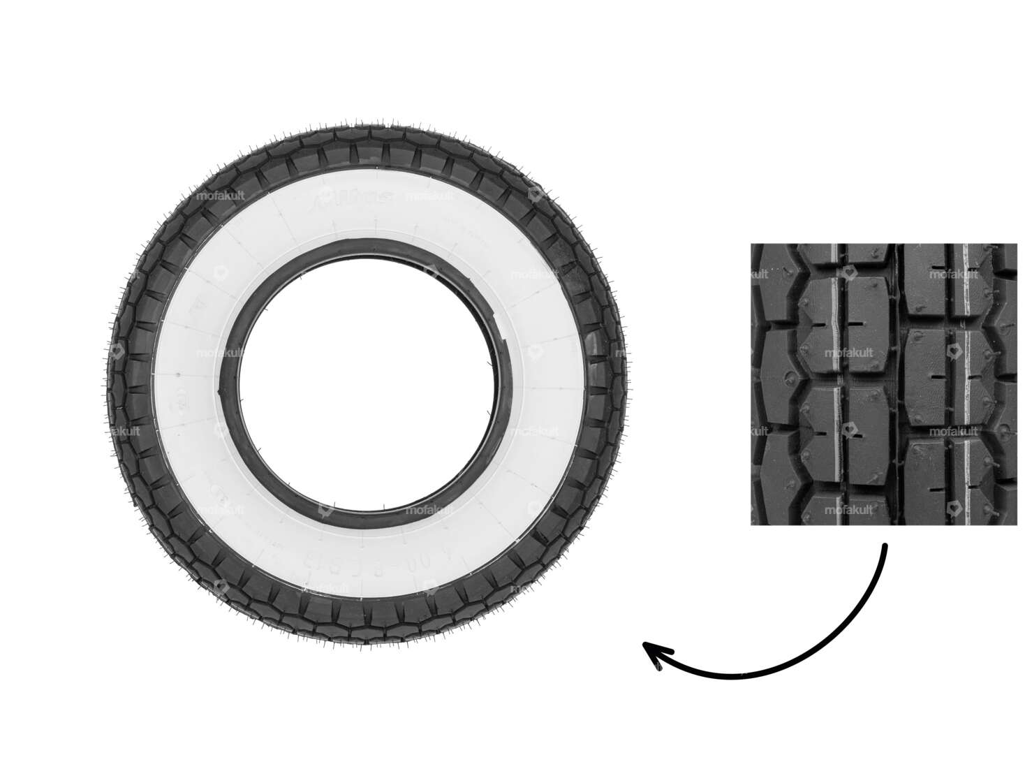 Pneus Mitas 4.00 x 8" B13 Allround paroi blanche (scooter) Carousel Image 1