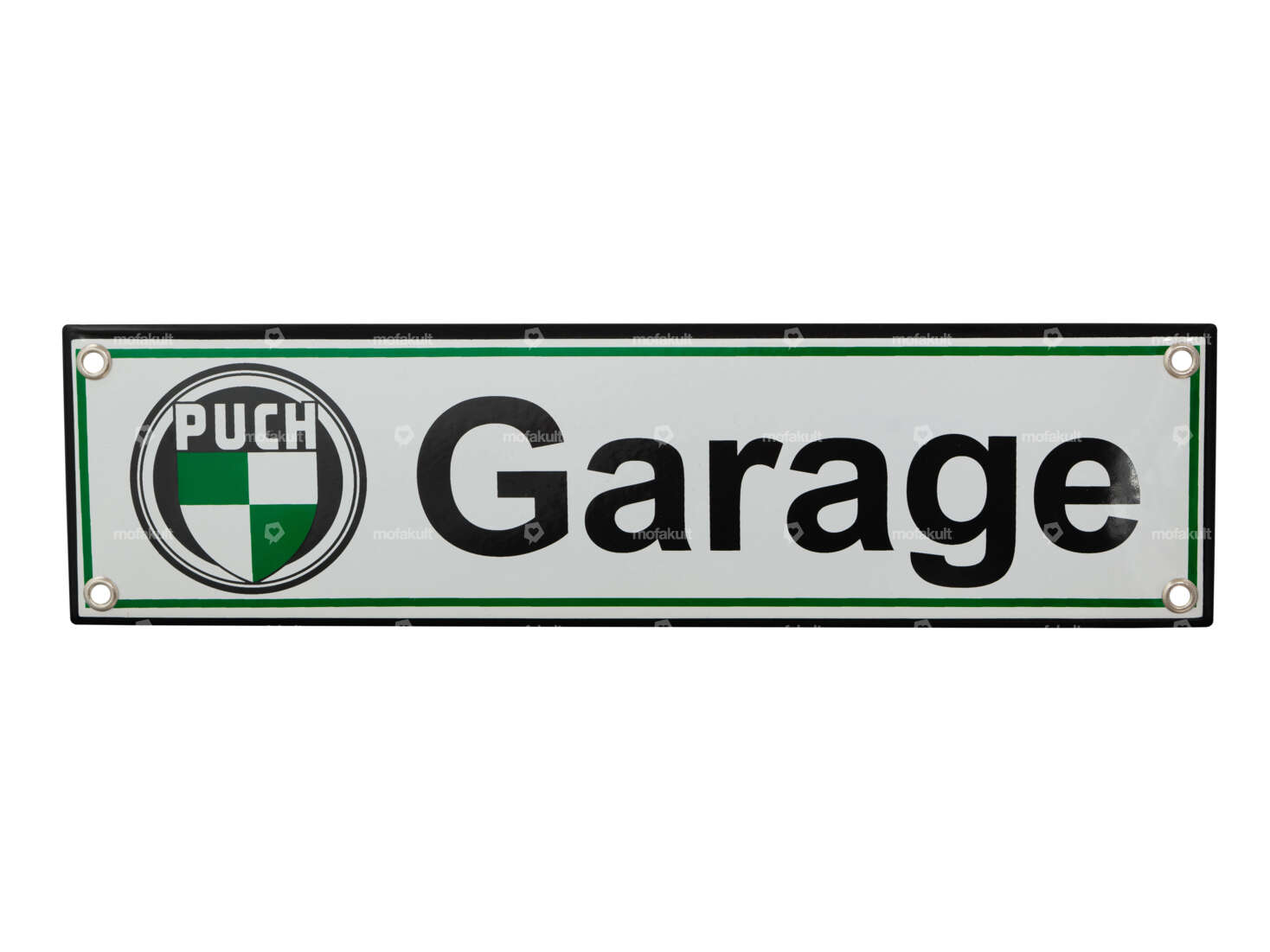 Plaque émaillée "Puch Garage" 30 x 8 cm Carousel Image 1