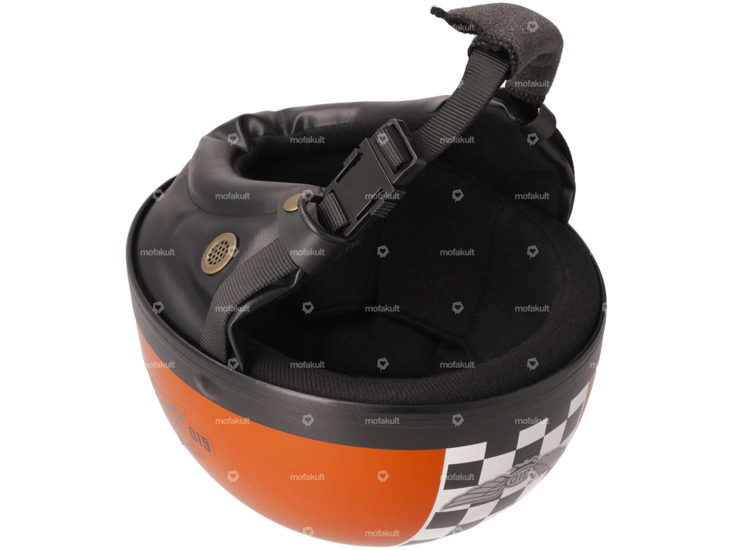 Casque à pot orange avec drapeau d'arrivée Carousel Image 4