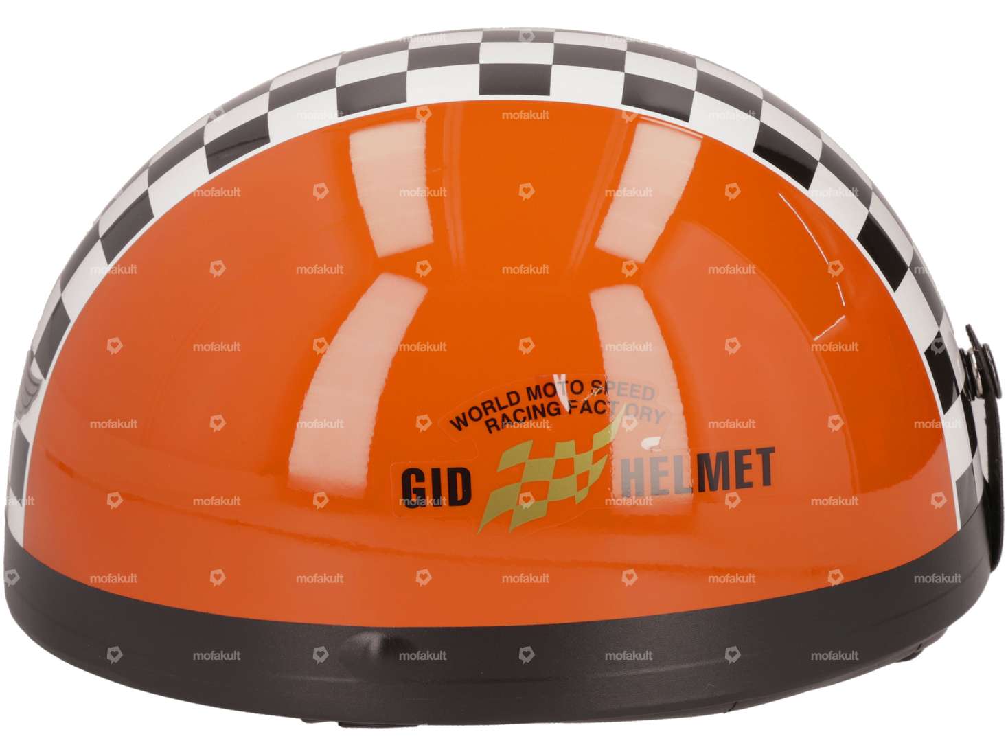 Casque à pot orange avec drapeau d'arrivée Carousel Image 2