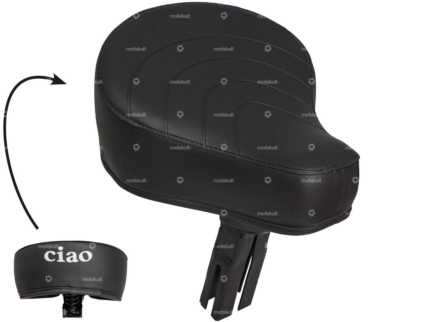 selle "Ciao" inscription logement carré noir | Piaggio Ciao P Carousel Image 1