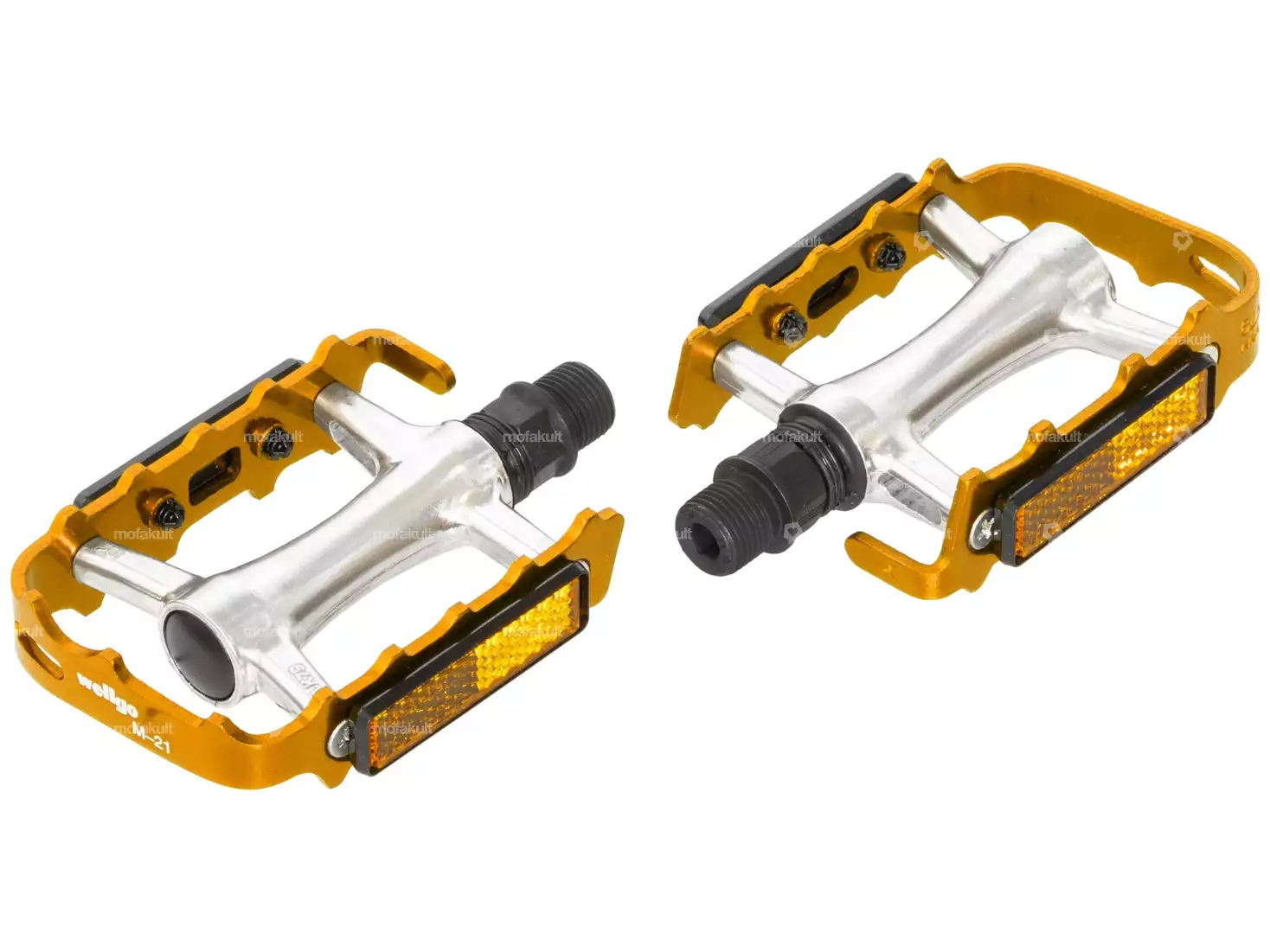 Paire de pédales Vtt Aluminium Monobloc Filetage 9/16 - Livrée avec catadioptres Paire de pédales Vtt Aluminium Monobloc Filetage 9/16 - Livrée avec catadioptres