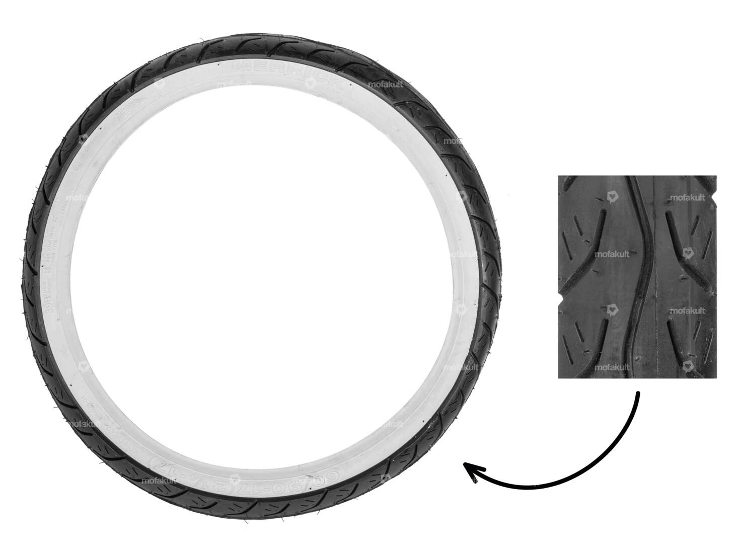 Pneu Merrick 2.25 x 17" MK 528 Semi-Slick paroi blanche Carousel Image 1