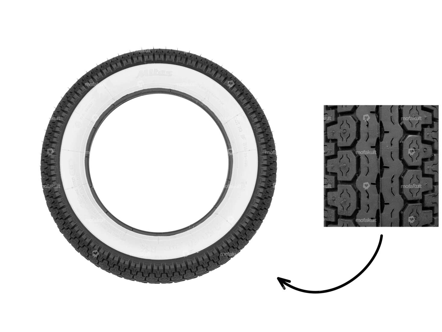 Pneus Mitas 3.50 x 10" B14 Allround paroi blanche (scooter) Carousel Image 1